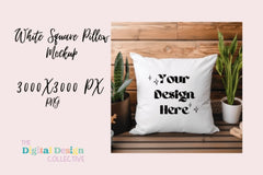 Stylish White Square Pillow Mockup Design Template - CraftNest - Digital Crafting and Art