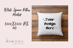 White Square Pillow Mockup Design - CraftNest - Digital Crafting and Art