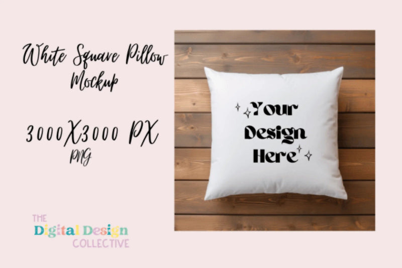 White Square Pillow Mockup Design - CraftNest - Digital Crafting and Art