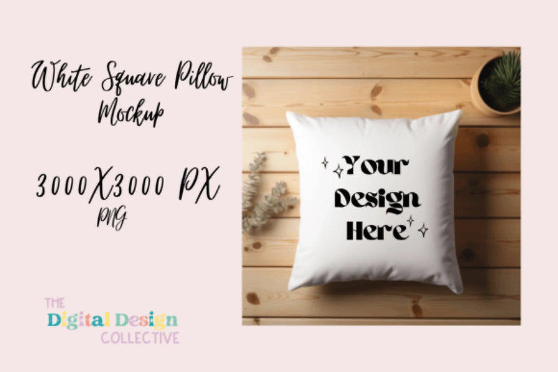 White Square Pillow Mockup - CraftNest - Digital Crafting and Art