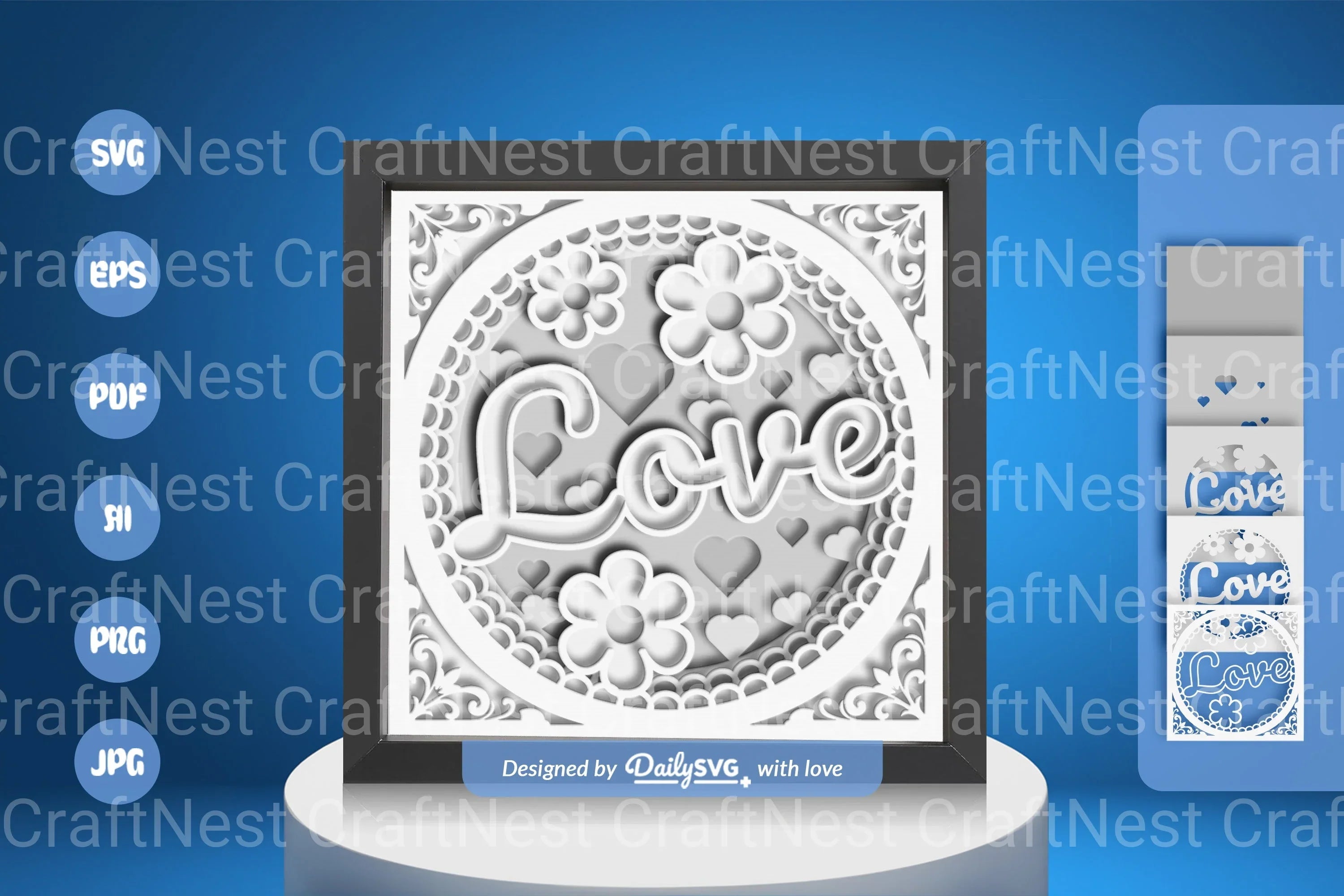 White Floral Valentine Love Papercut SVG Bundle