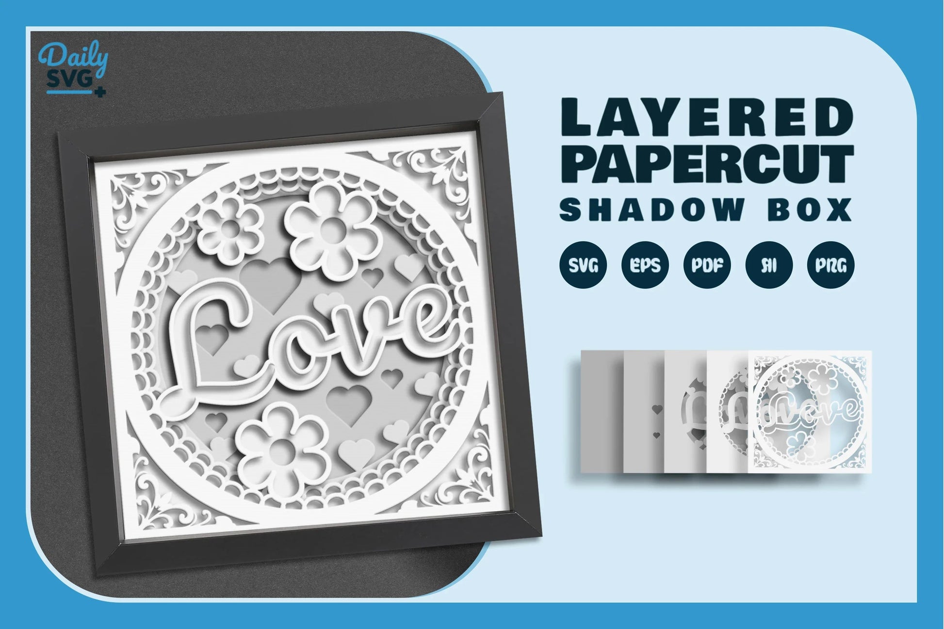 White Floral Valentine Love Papercut SVG Bundle - CraftNest - Digital Crafting and Art