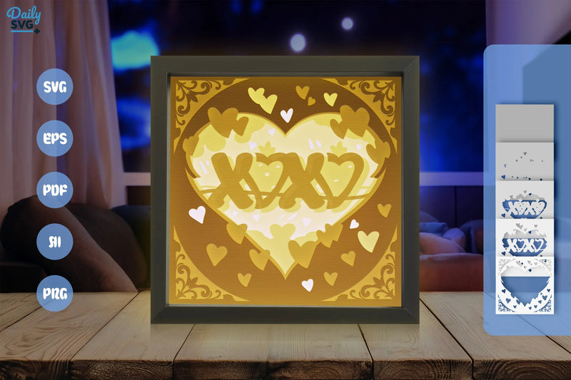White Heart XOXO Valentine Papercut SVG Bundle - CraftNest - Digital Crafting and Art