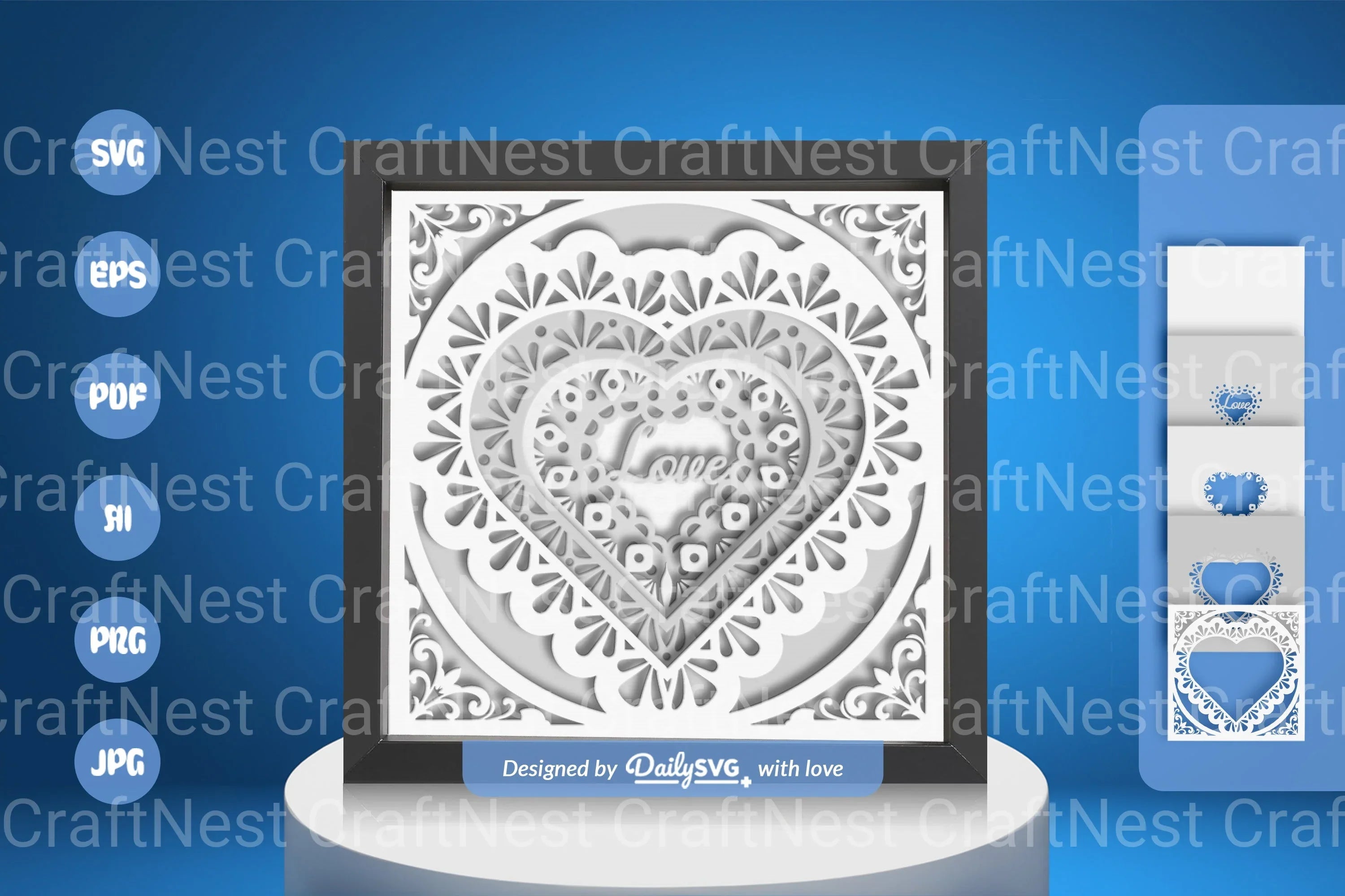 White Love Mandala Papercut SVG Bundle