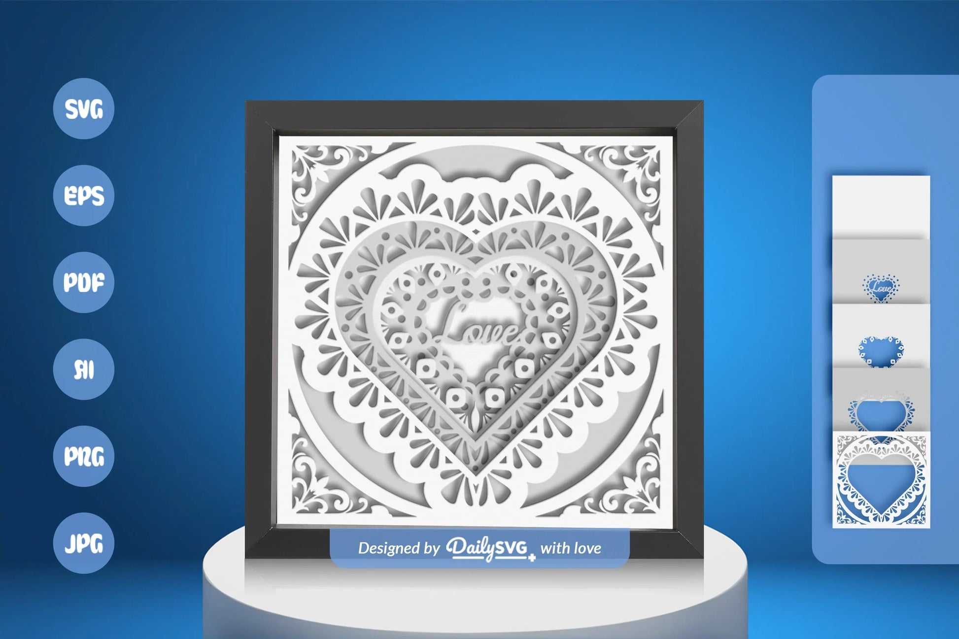 White Love Mandala Papercut SVG Bundle - CraftNest - Digital Crafting and Art
