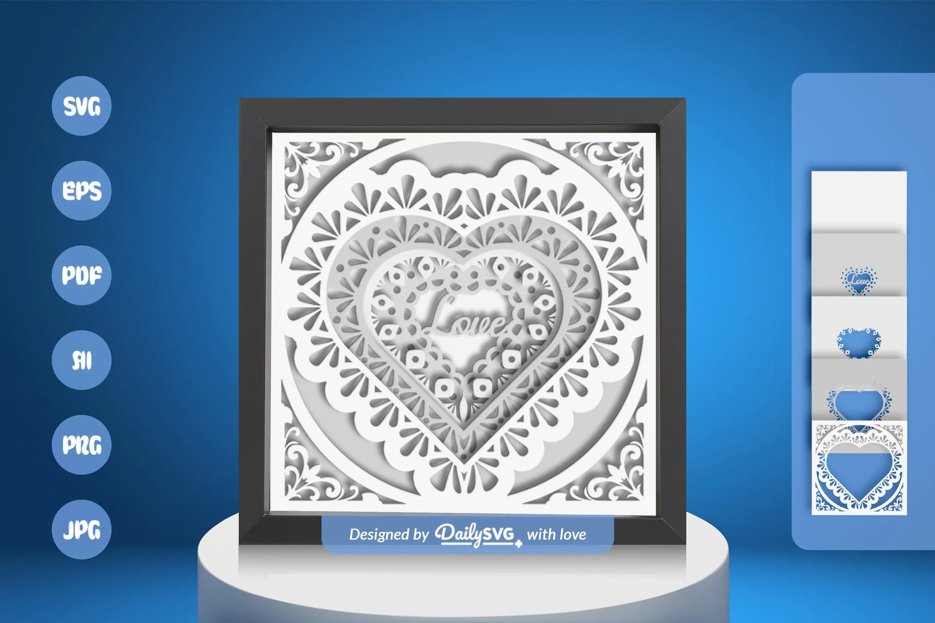 White Love Mandala Papercut SVG Bundle - CraftNest - Digital Crafting and Art