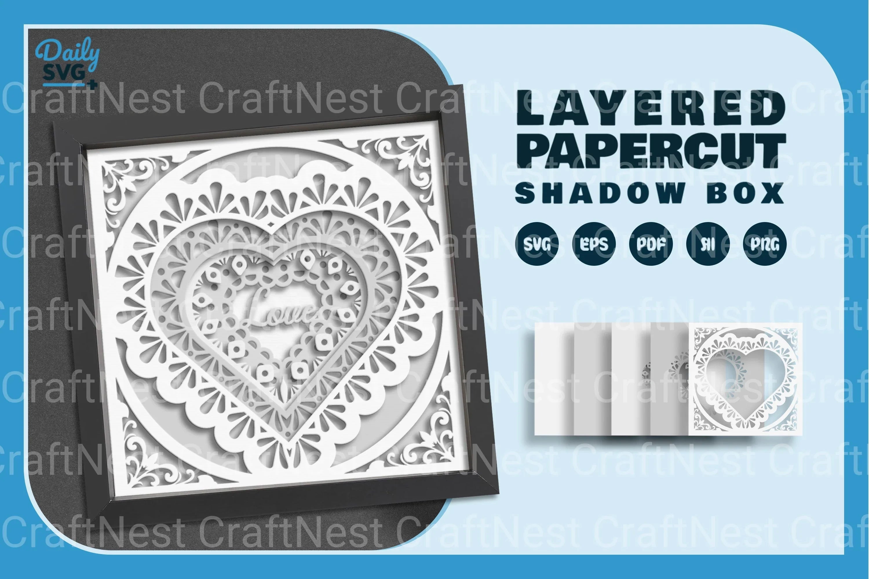 White Love Mandala Papercut SVG Bundle