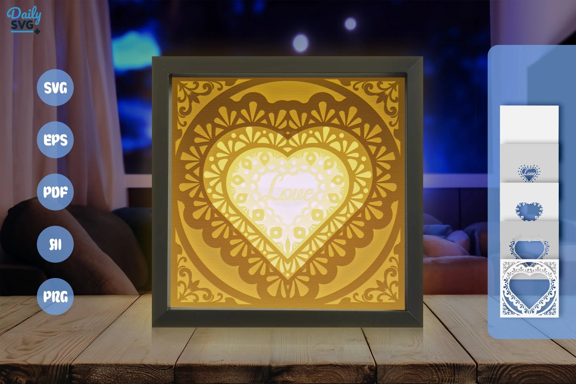 White Love Mandala Papercut SVG Bundle - CraftNest - Digital Crafting and Art