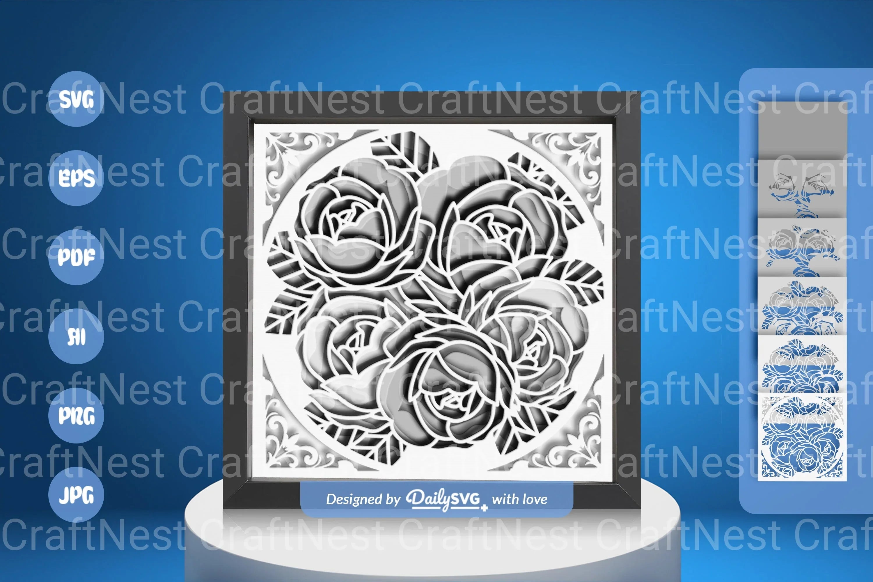 White Roses Papercut SVG Bundle