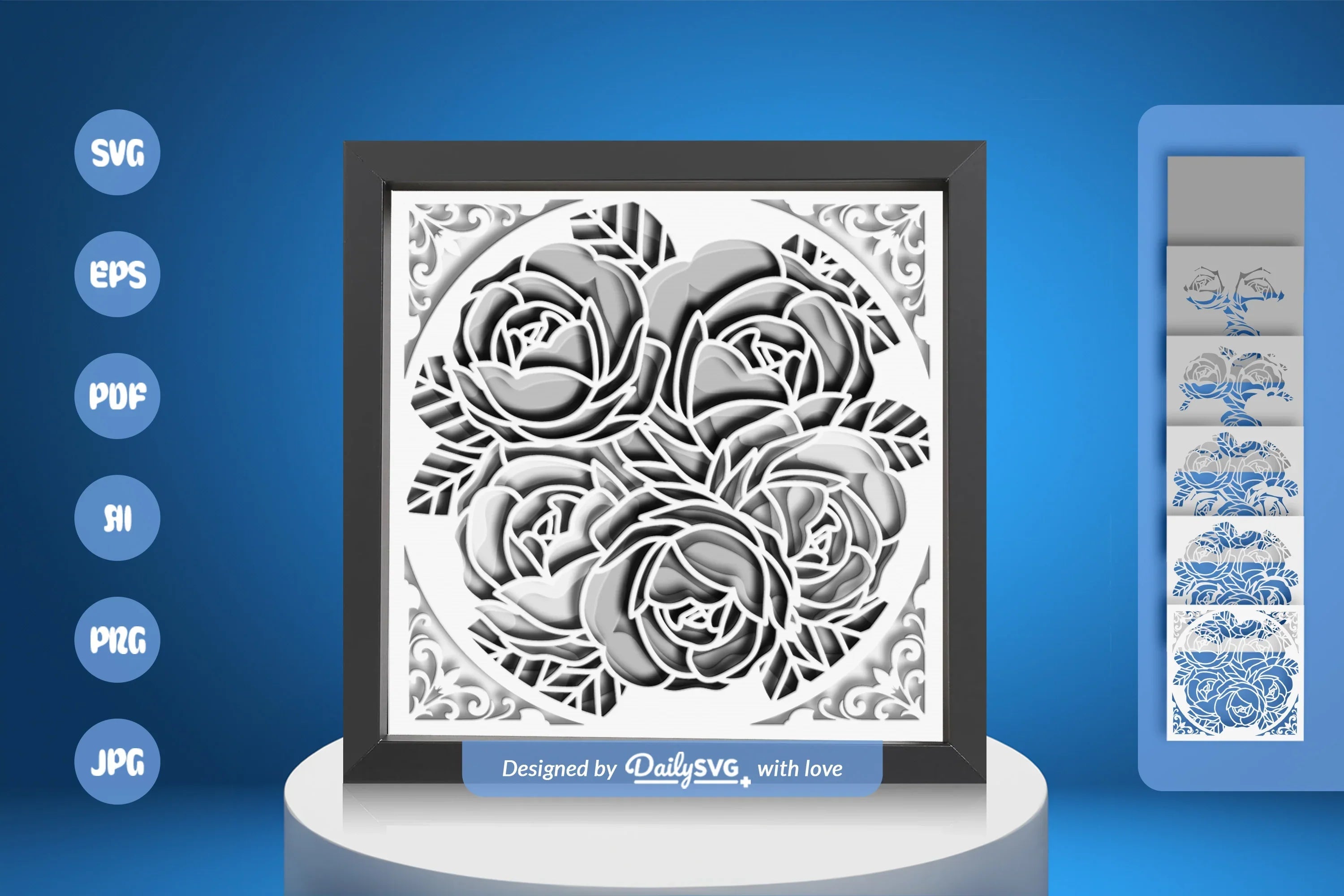 White Roses Papercut SVG Bundle - CraftNest - Digital Crafting and Art