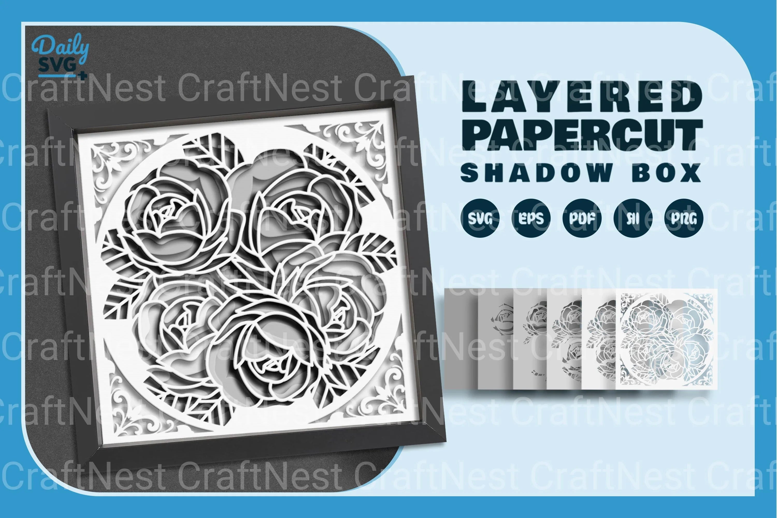 White Roses Papercut SVG Bundle