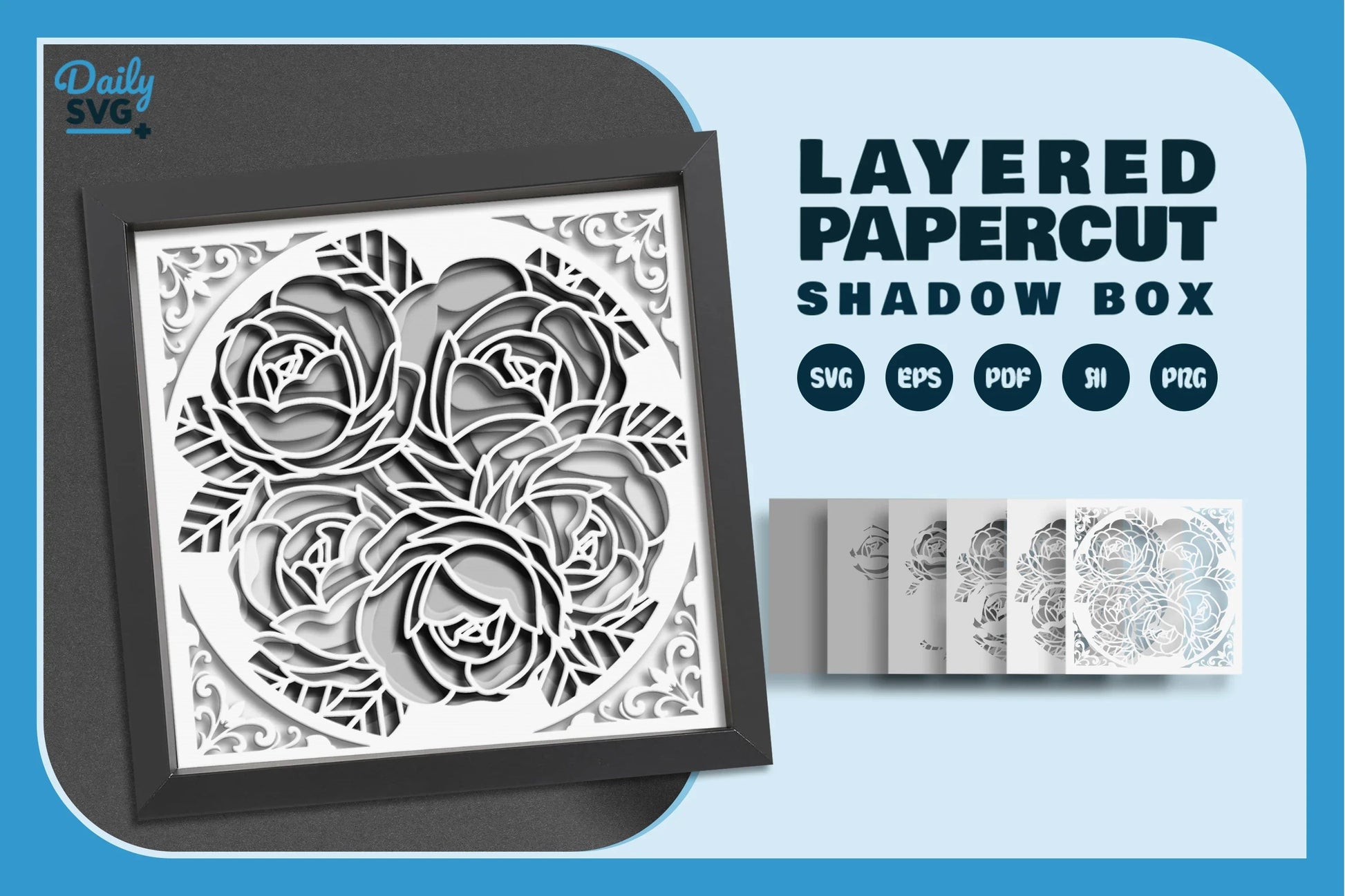 White Roses Papercut SVG Bundle - CraftNest - Digital Crafting and Art