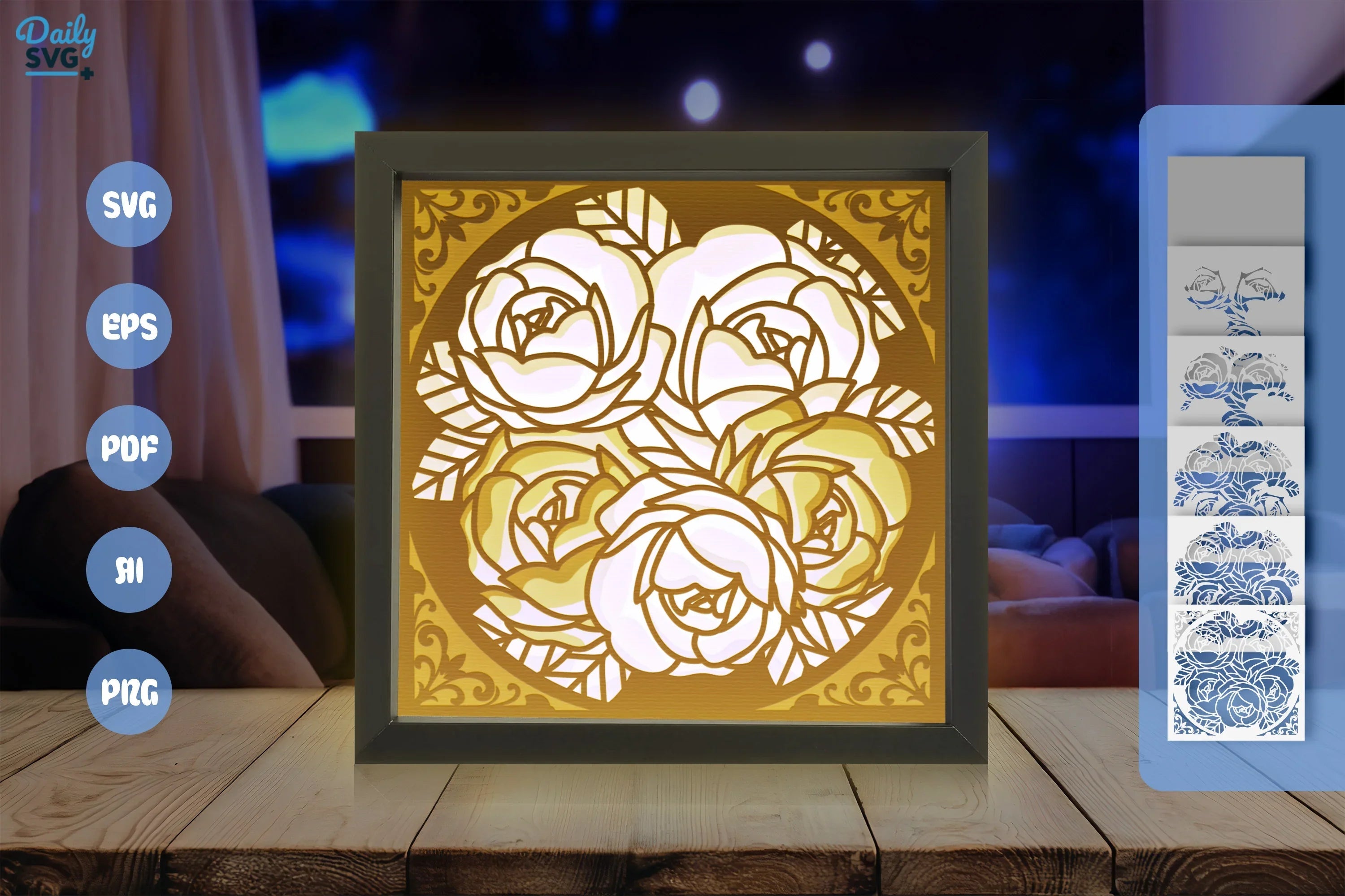 White Roses Papercut SVG Bundle - CraftNest - Digital Crafting and Art