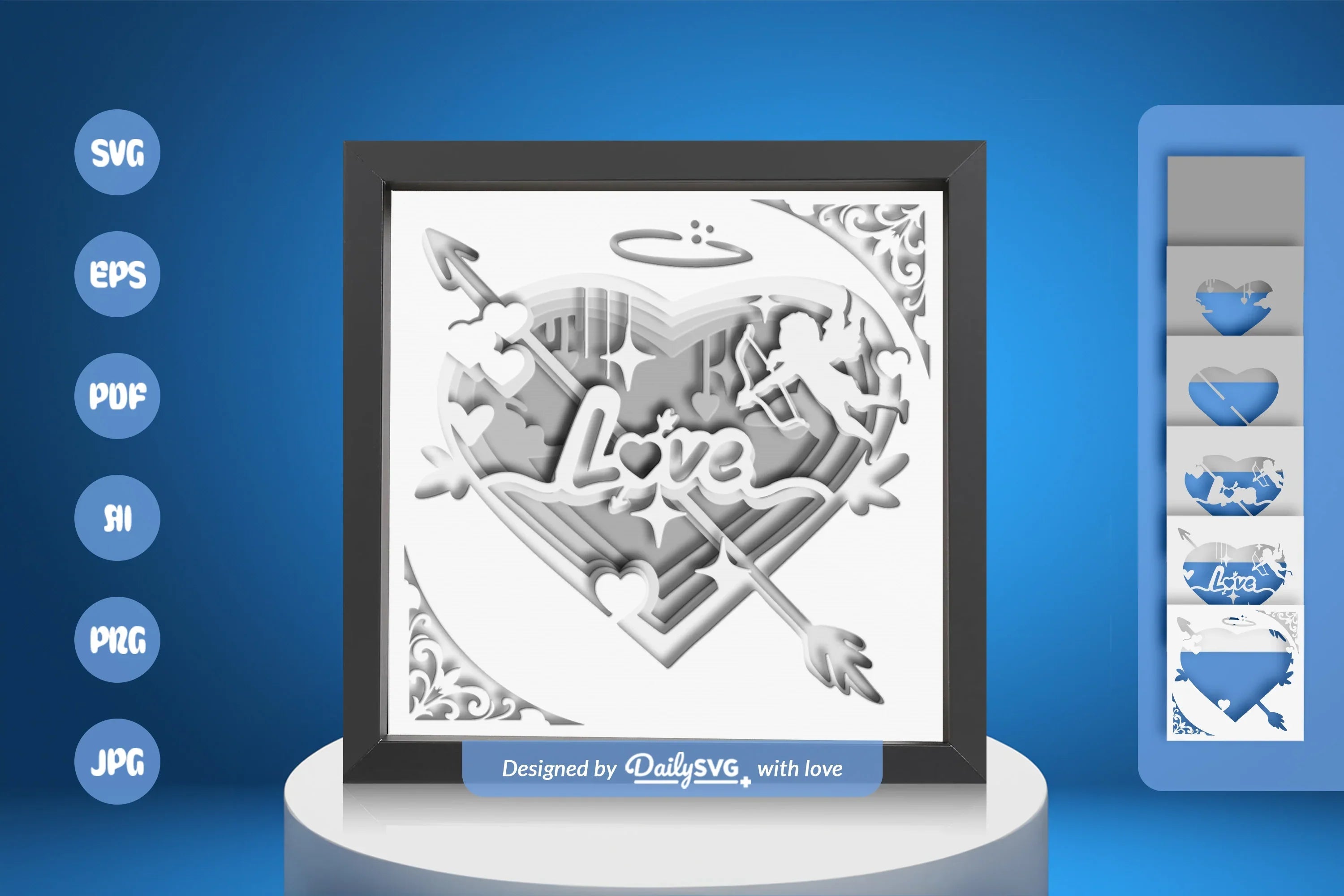 White Valentine Cupid Papercut SVG Bundle - CraftNest - Digital Crafting and Art