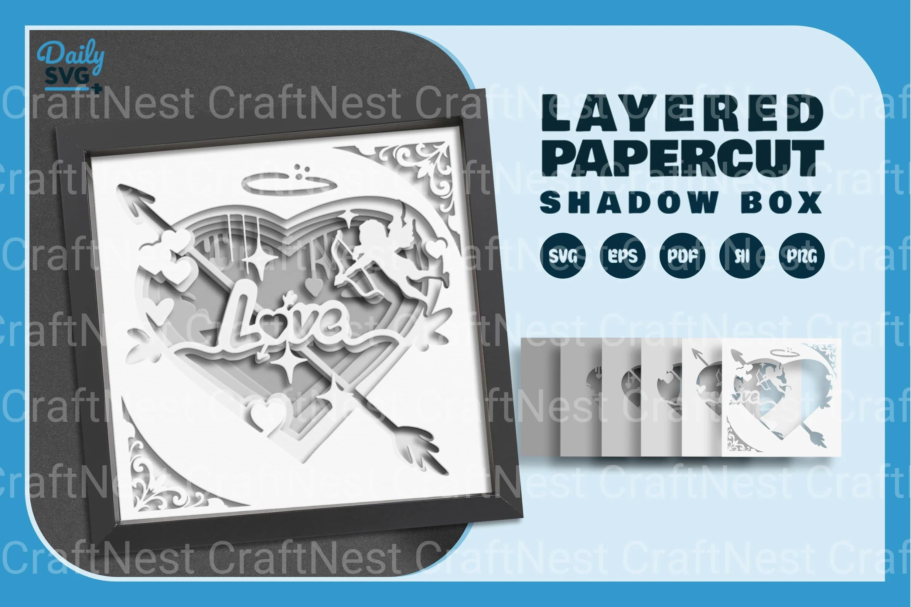 White Valentine Cupid Papercut SVG Bundle