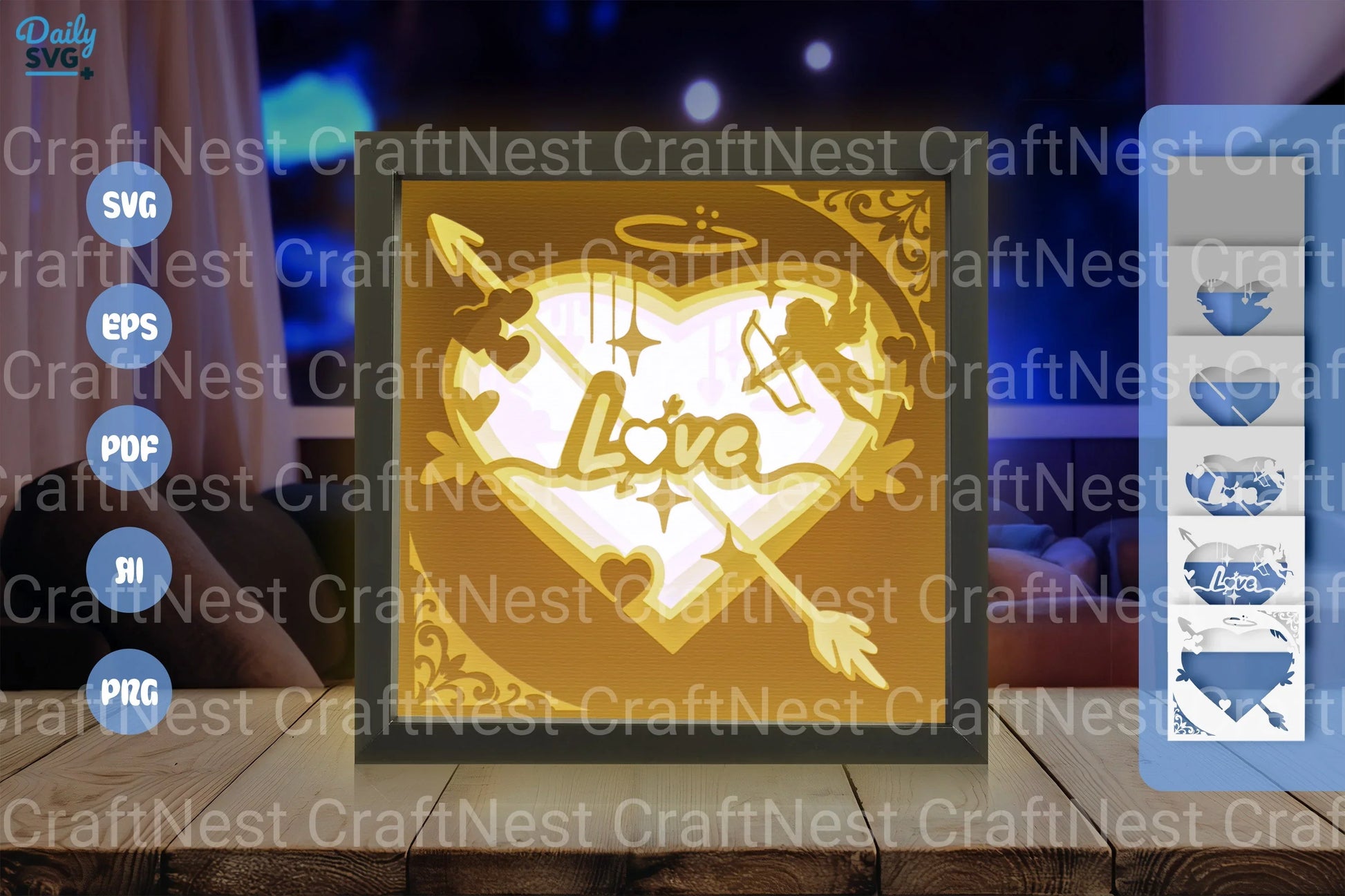 White Valentine Cupid Papercut SVG Bundle - CraftNest - Digital Crafting and Art