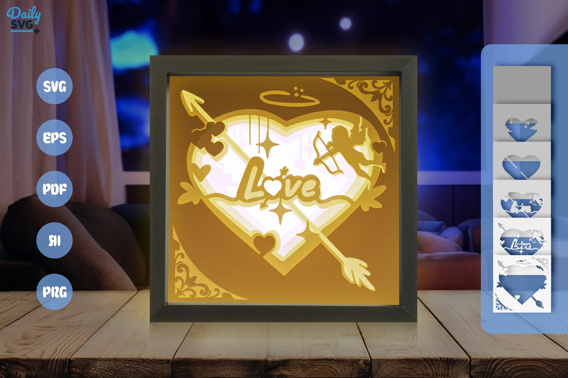 White Valentine Cupid Papercut SVG Bundle - CraftNest - Digital Crafting and Art
