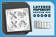 White Valentine XOXO Couple Papercut SVG Bundle - CraftNest - Digital Crafting and Art