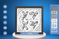 White Valentine XOXO Papercut SVG Bundle - CraftNest - Digital Crafting and Art