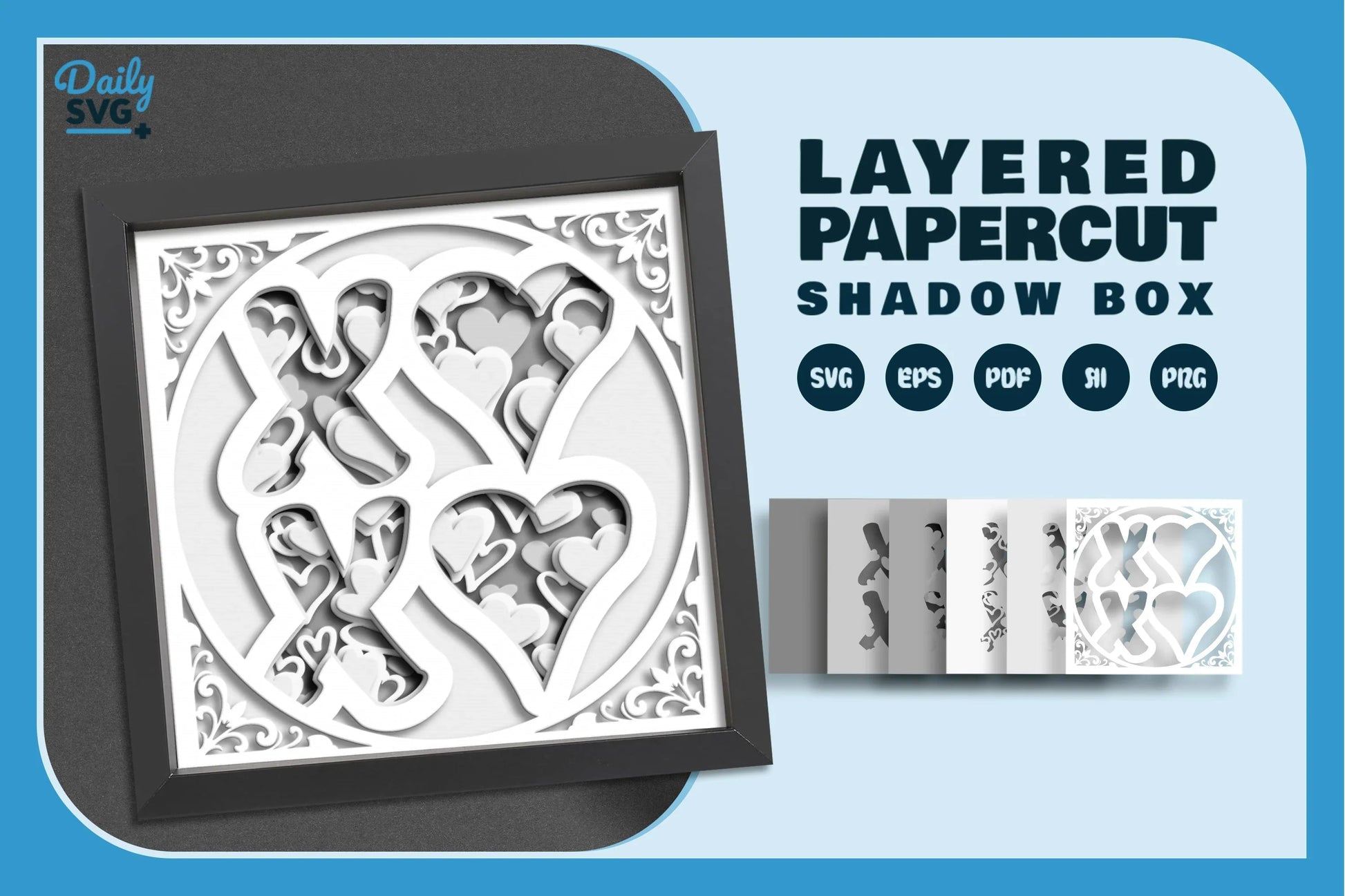 White Valentine XOXO Papercut SVG Bundle - CraftNest - Digital Crafting and Art