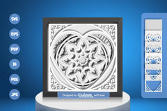 White Valentine's Mandala Heart Papercut SVG Bundle - CraftNest - Digital Crafting and Art