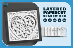 White Valentine's Mandala Heart Papercut SVG Bundle - CraftNest - Digital Crafting and Art