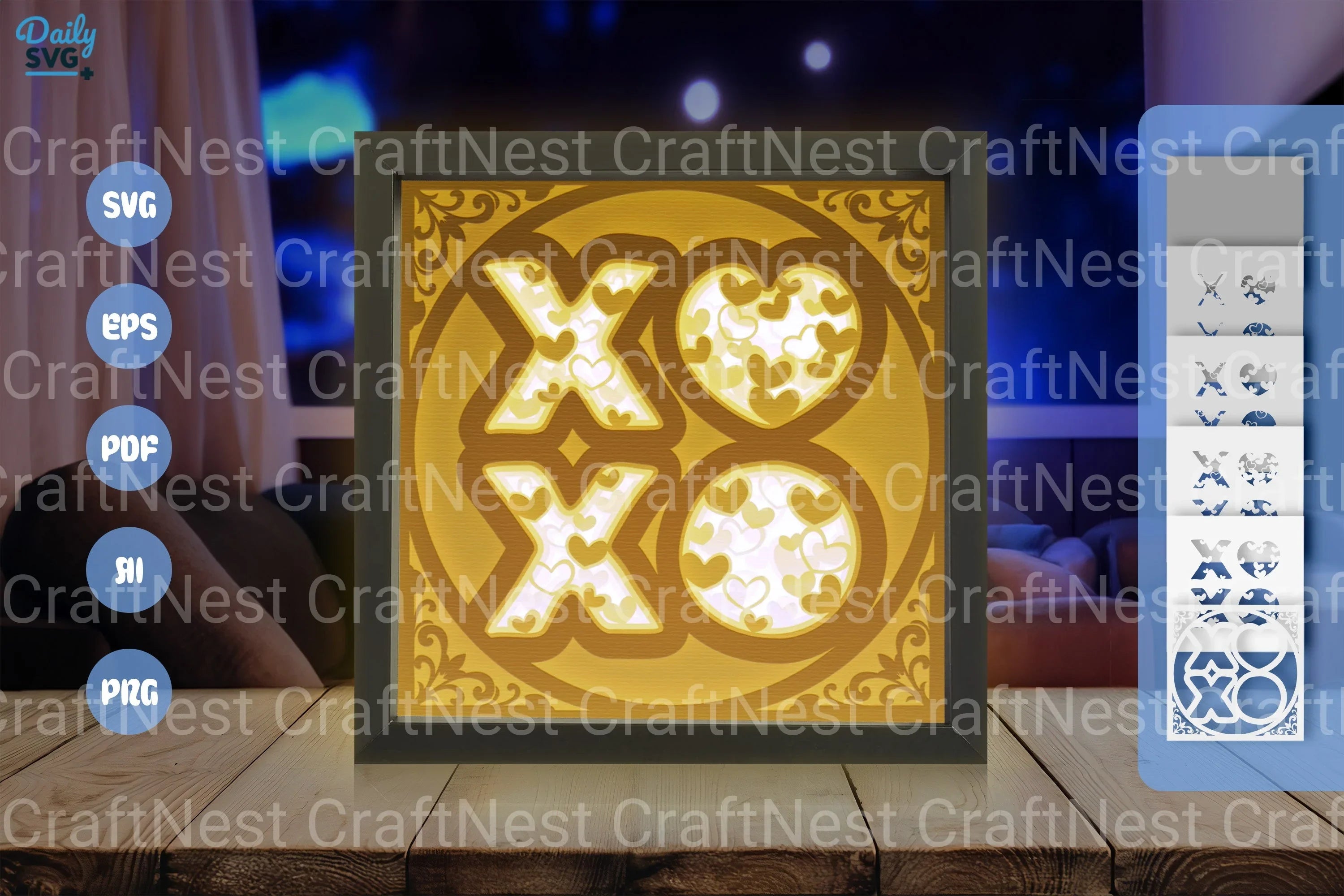 White XOXO Valentine Heart Papercut SVG Bundle - CraftNest - Digital Crafting and Art