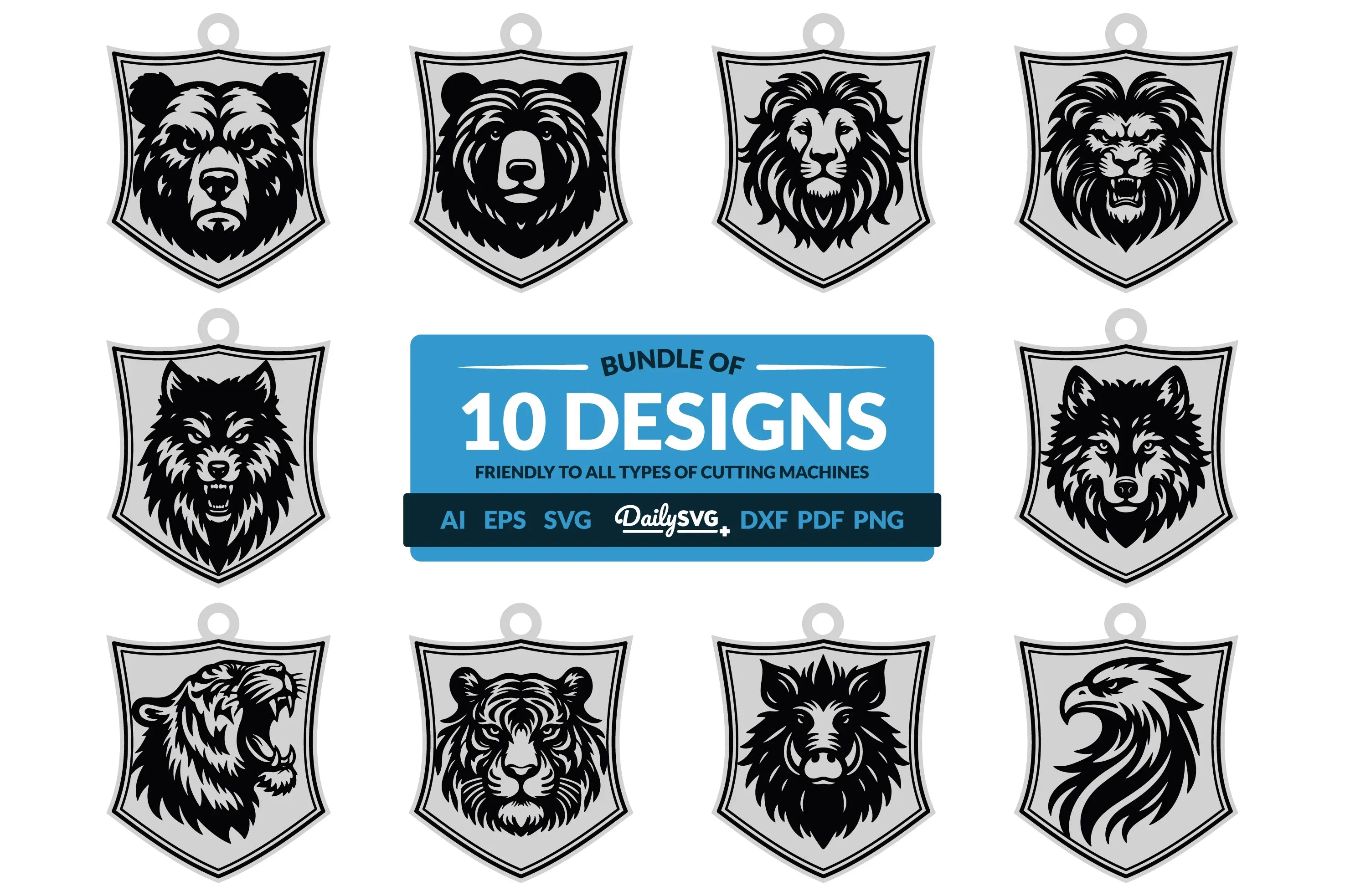 Wild Animal Keychain Laser Cut Clipart Daily SVG Bundles - CraftNest - Digital Crafting and Art