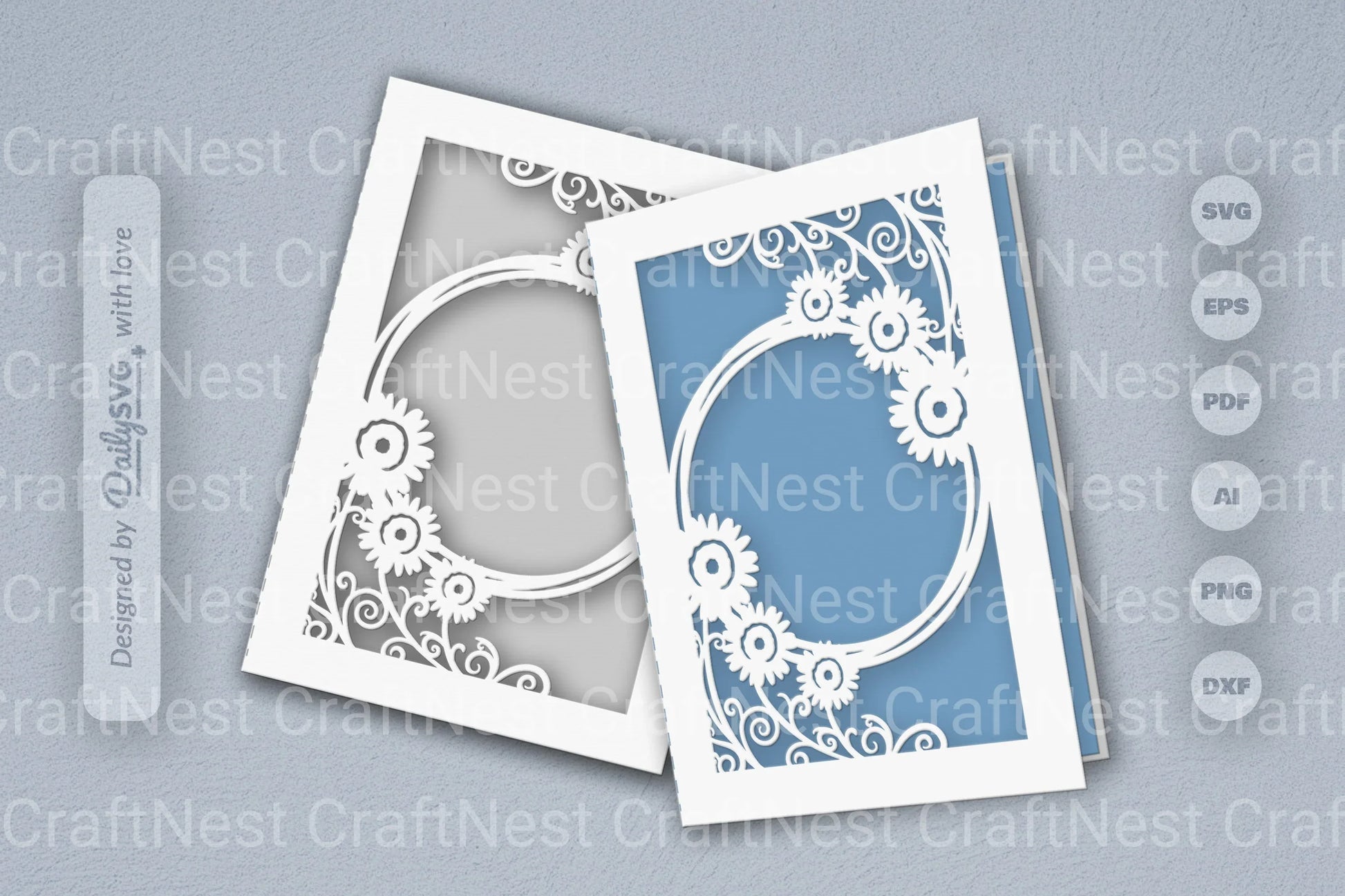 Wild Floral Cutaway Card Paper Cut SVG Bundle 4 - CraftNest - Digital Crafting and Art