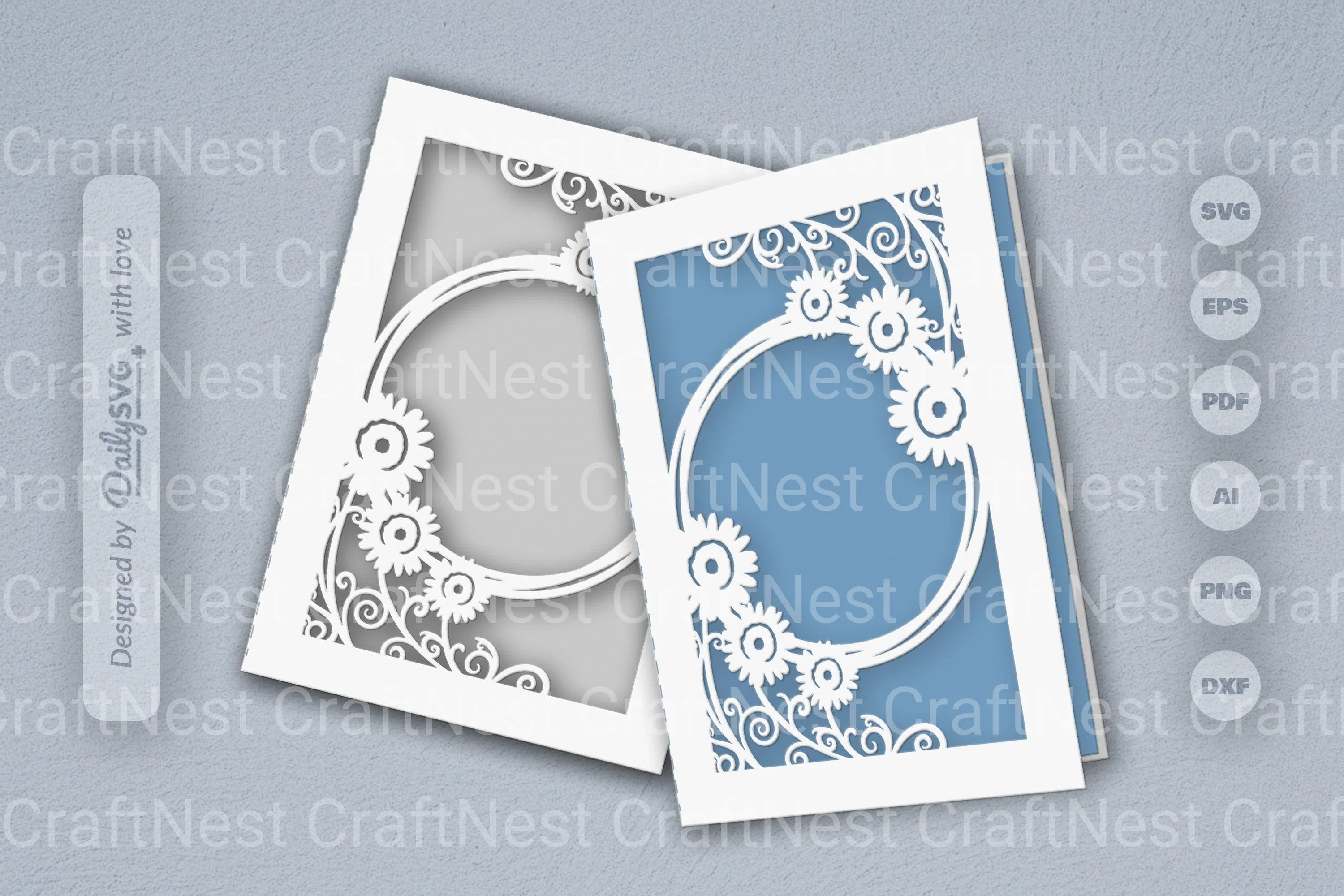 Wild Floral Cutaway Card Paper Cut SVG Bundle