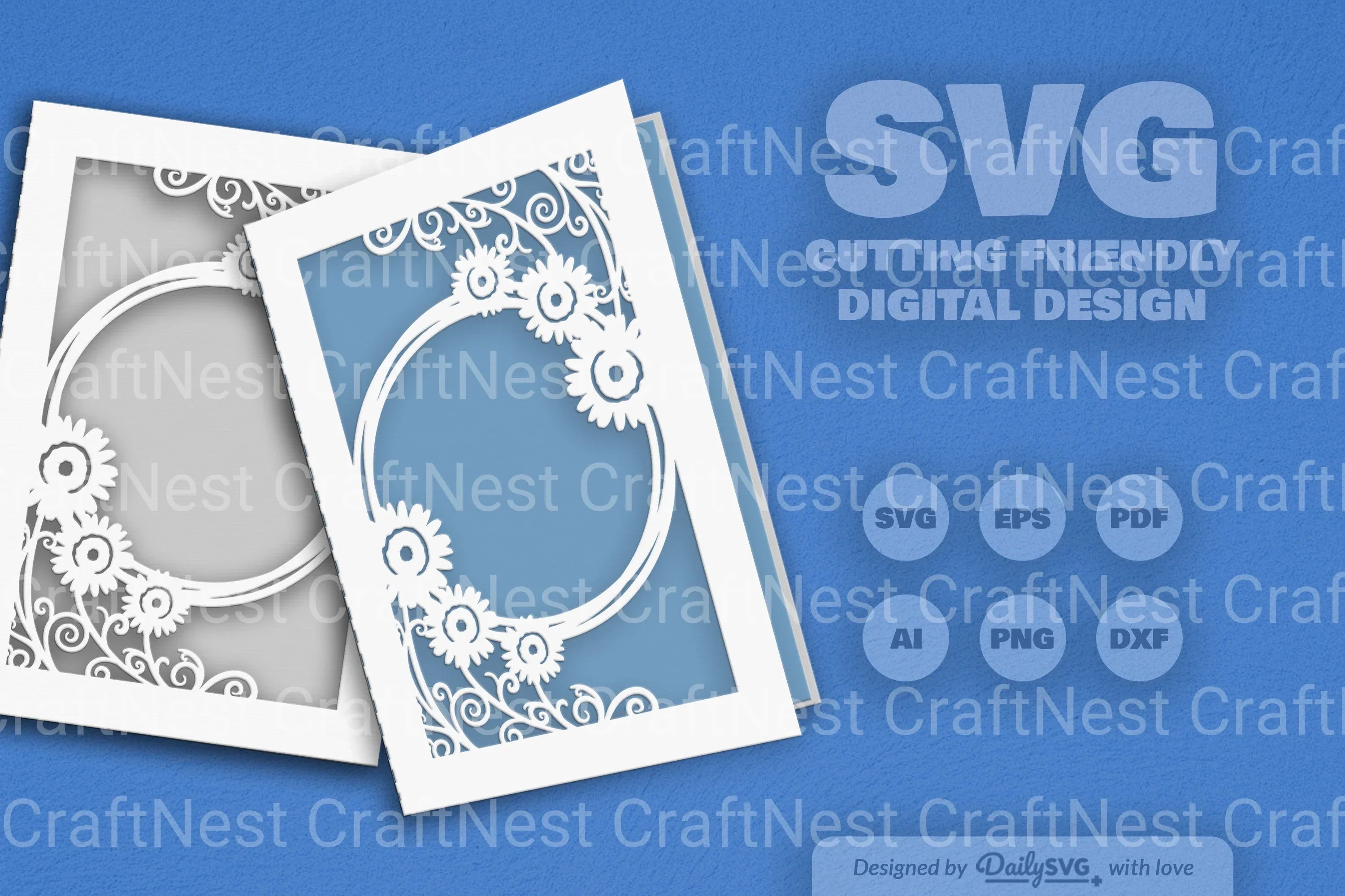 Wild Floral Cutaway Card Paper Cut SVG Bundle
