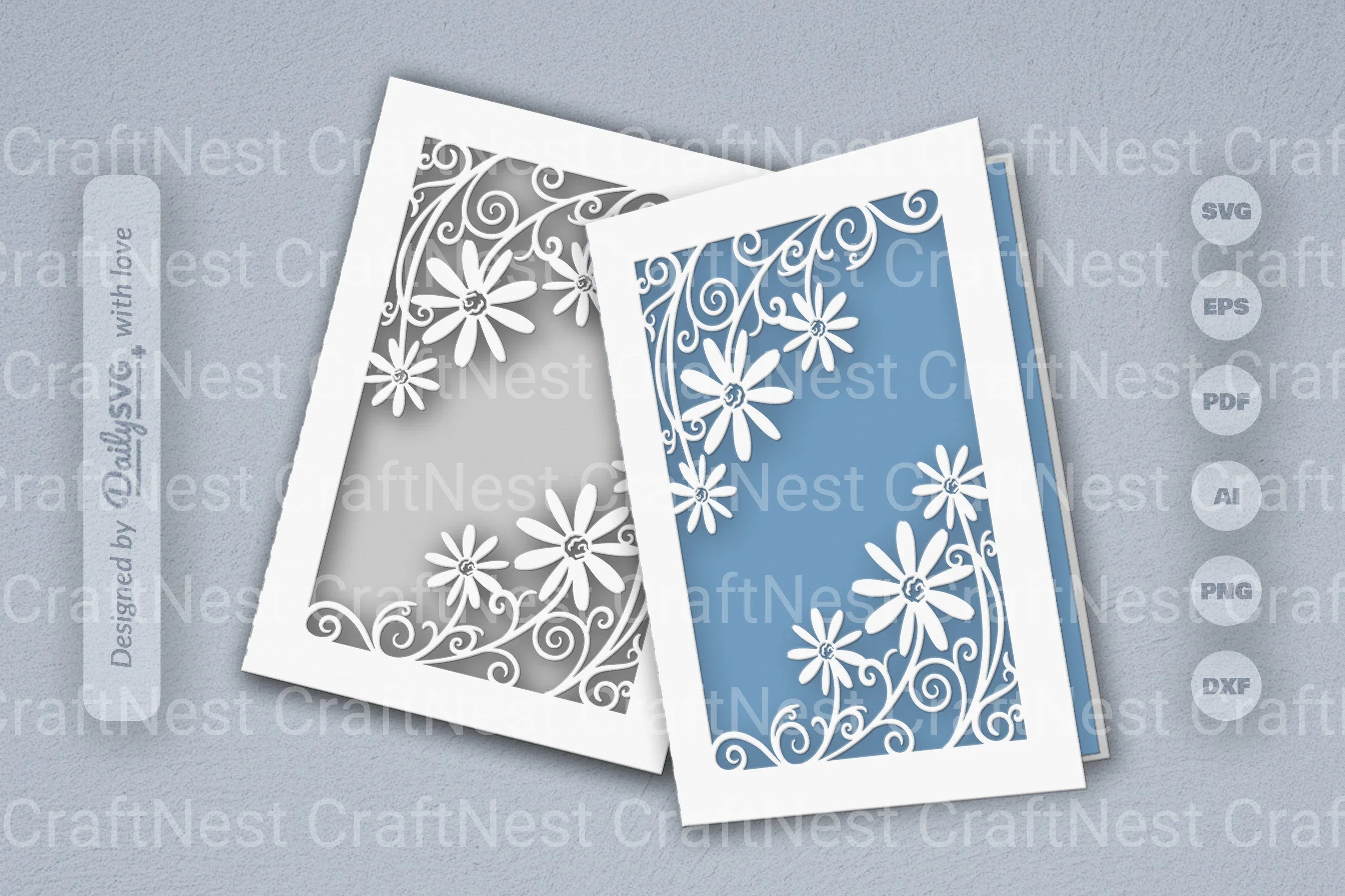 Wild Floral Cutaway Card Paper Cut SVG Bundle