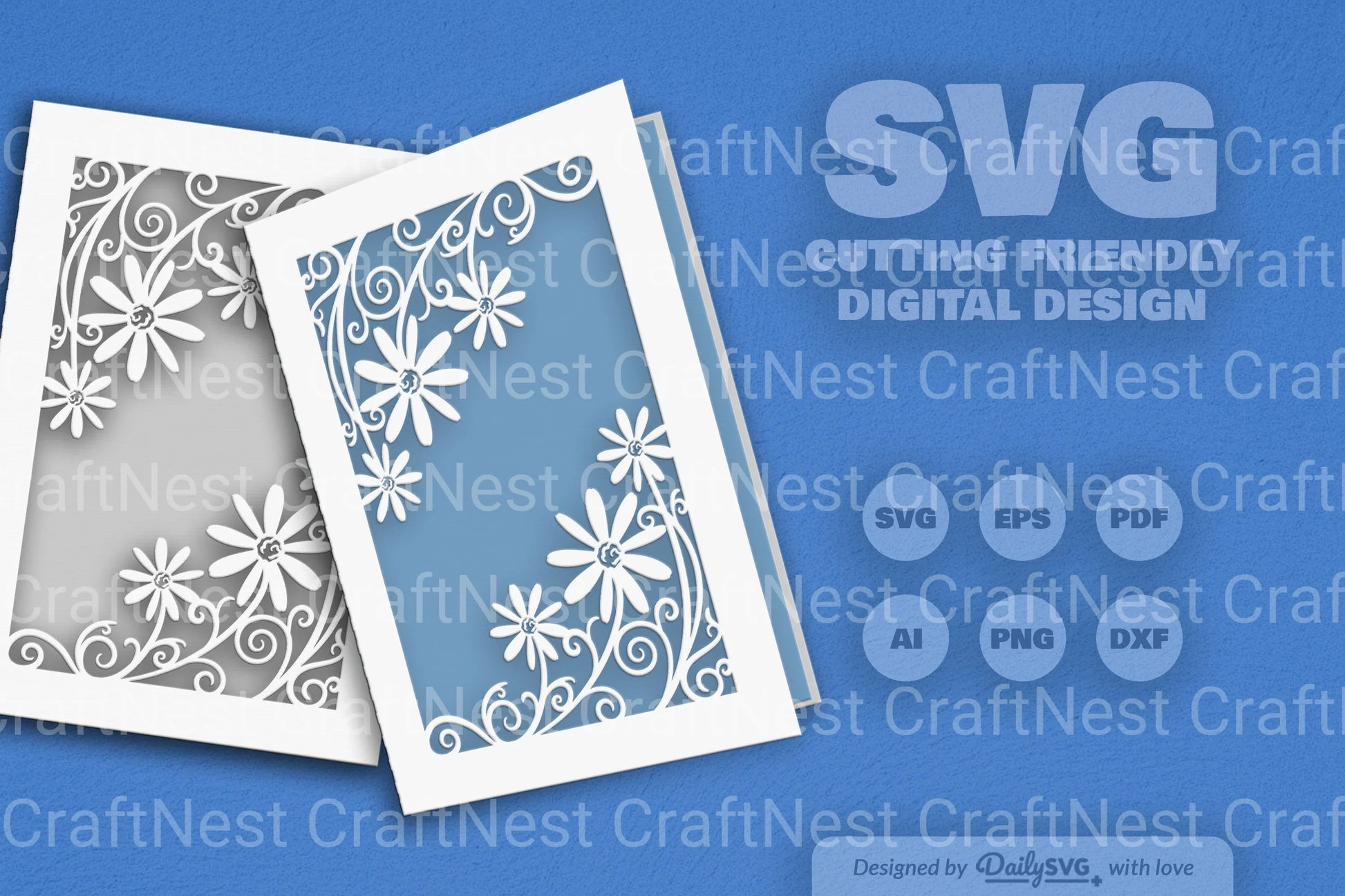Wild Floral Cutaway Card Paper Cut SVG Bundle 3 - CraftNest - Digital Crafting and Art