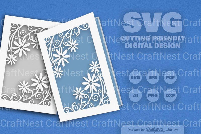 Wild Floral Cutaway Card Paper Cut SVG Bundle 3 - CraftNest - Digital Crafting and Art