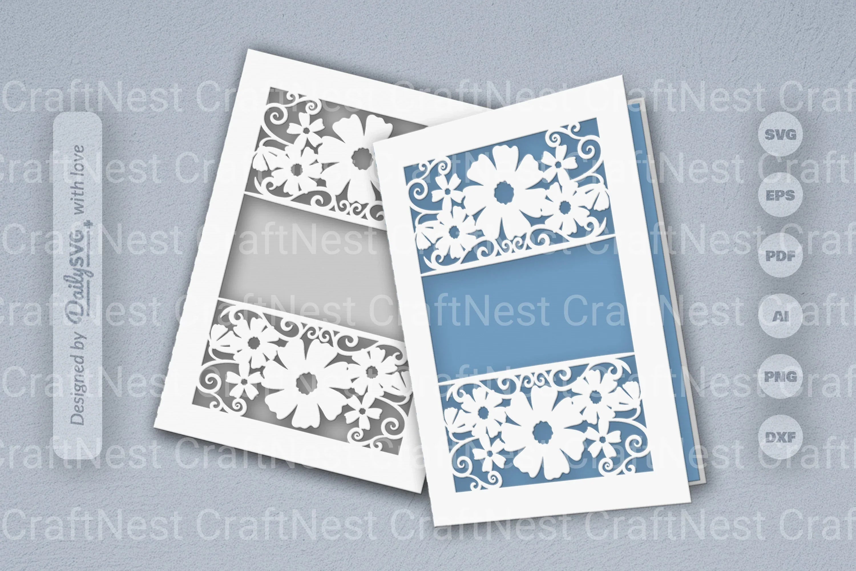 Wild Floral Cutaway Card Paper Cut SVG Bundle