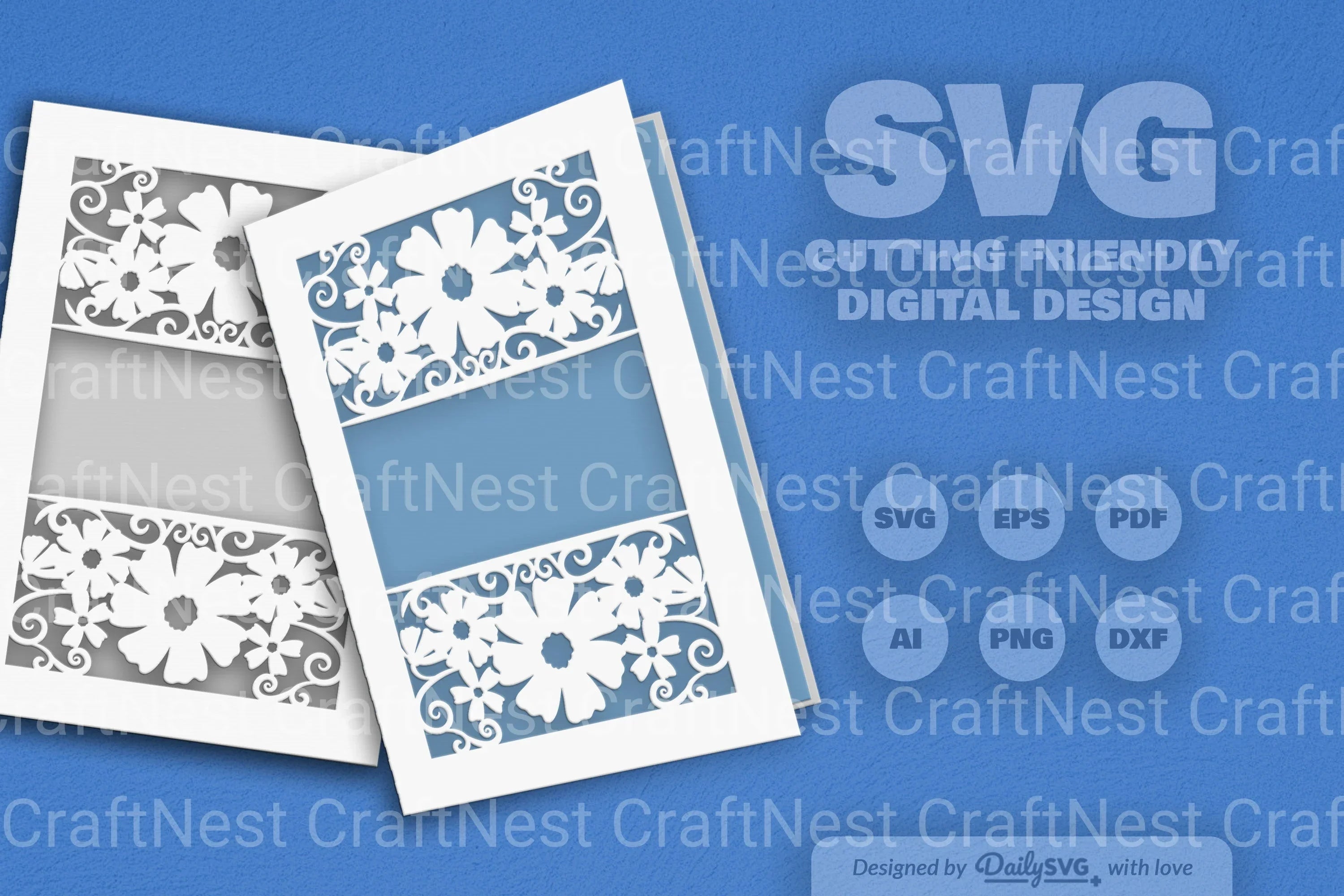 Wild Floral Cutaway Card Paper Cut SVG Bundle
