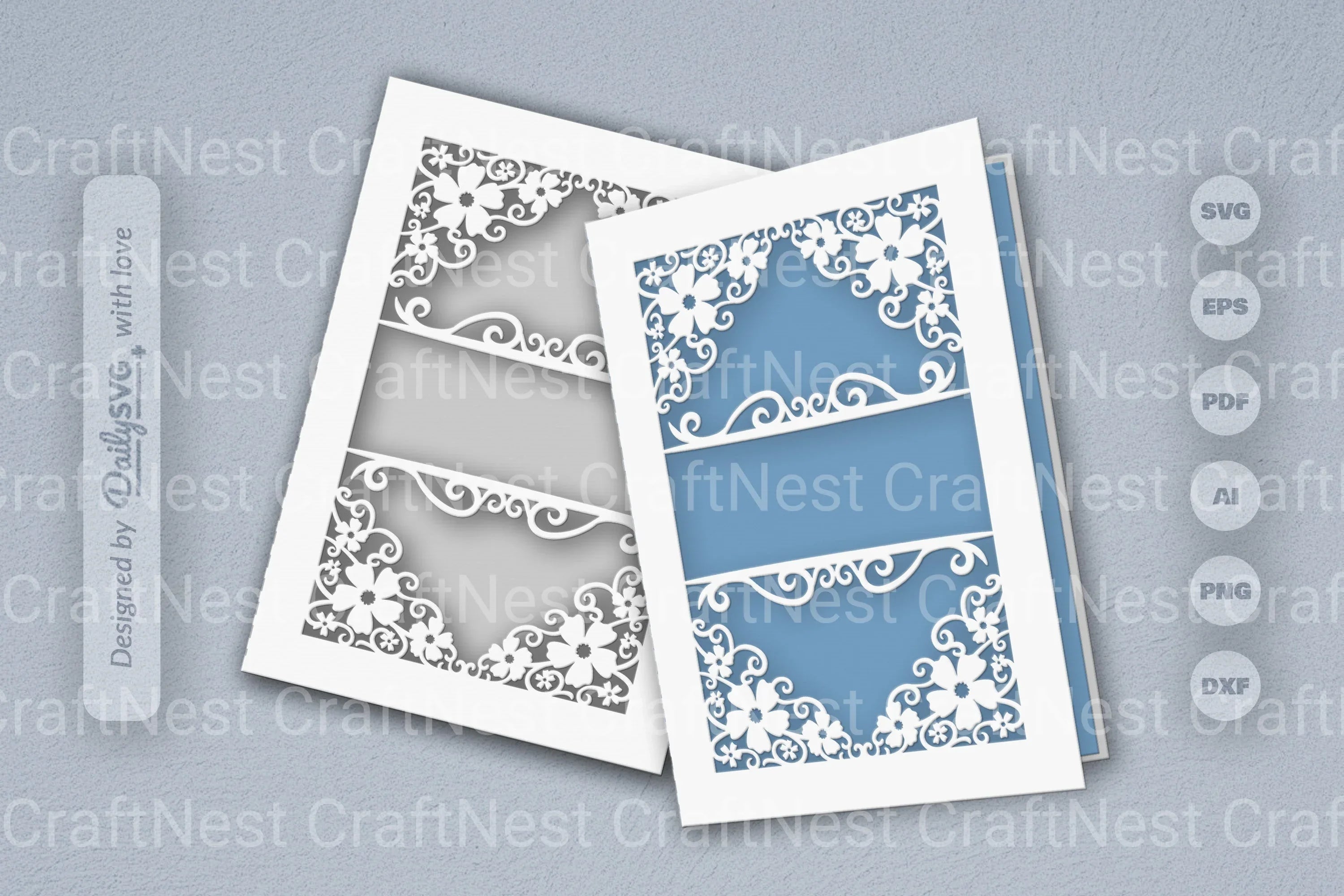 Wild Floral Cutaway Card Paper Cut SVG Bundle
