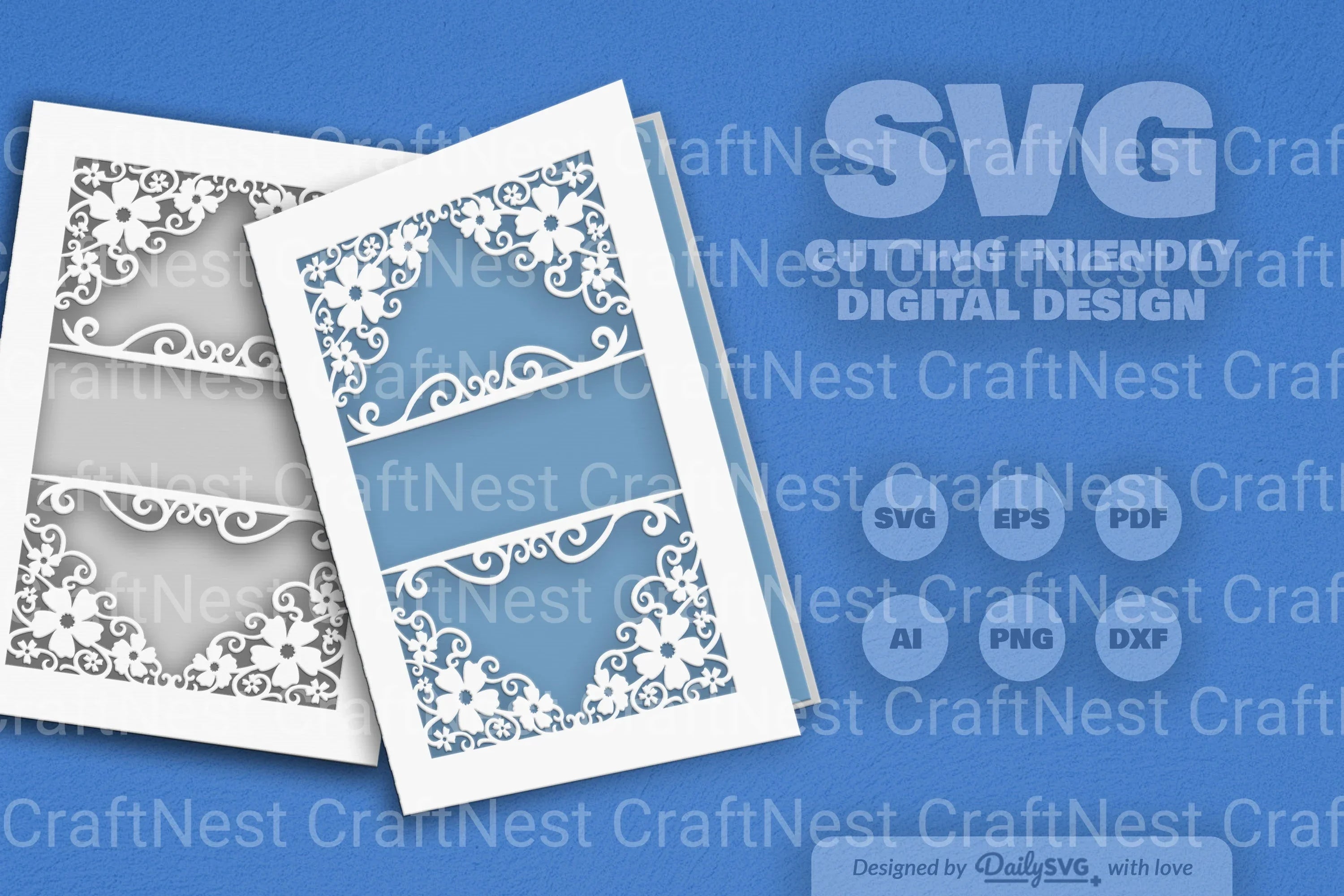Wild Floral Cutaway Card Paper Cut SVG Bundle