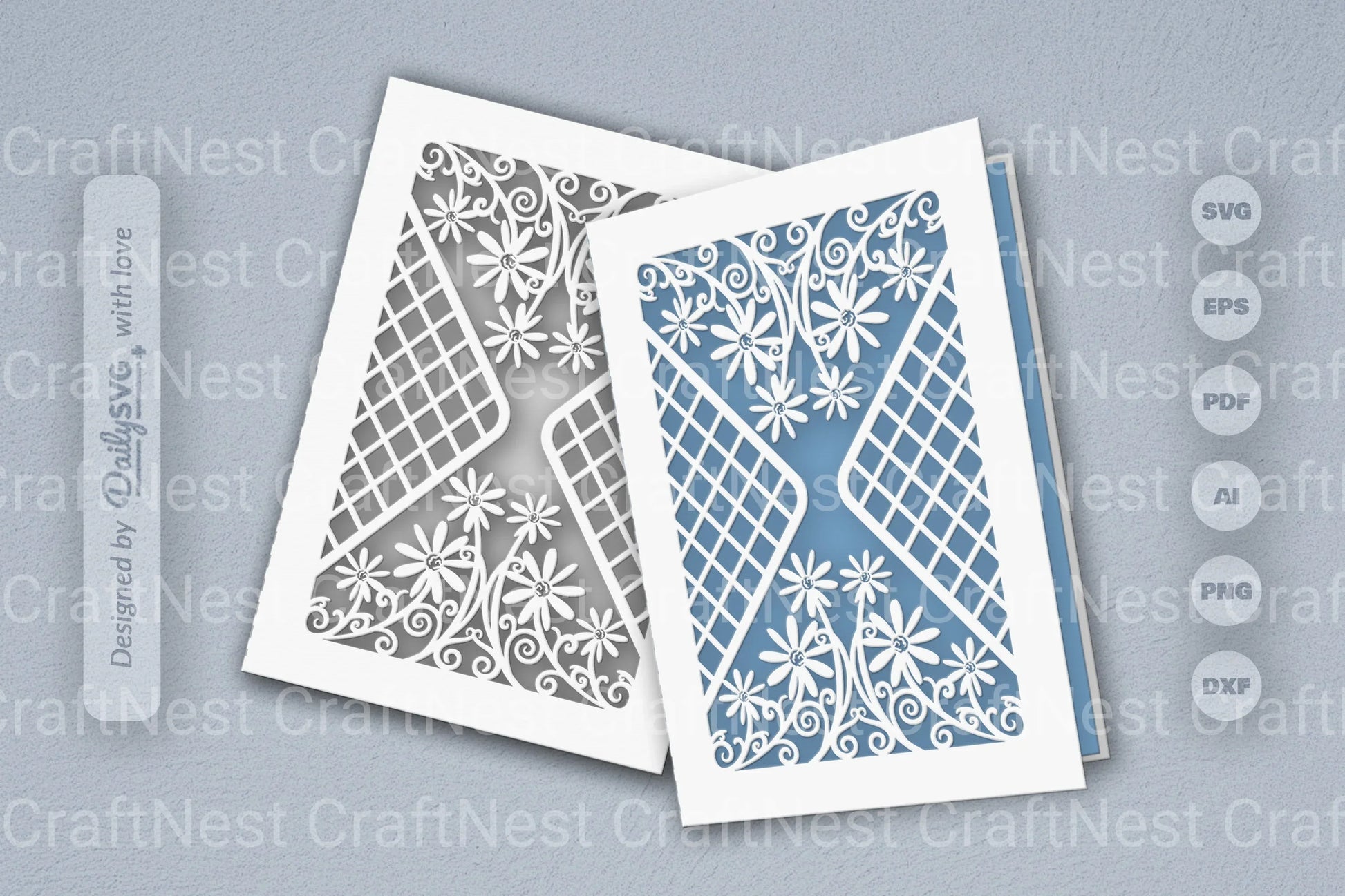 Wild Floral Cutaway Card Paper Cut SVG Bundle 8 - CraftNest - Digital Crafting and Art