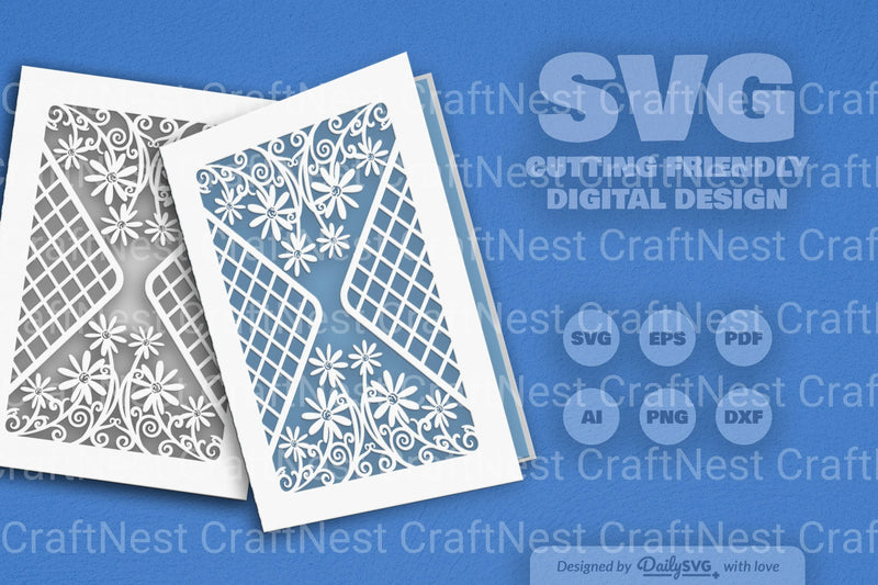 Wild Floral Cutaway Card Paper Cut SVG Bundle 8 - CraftNest - Digital Crafting and Art