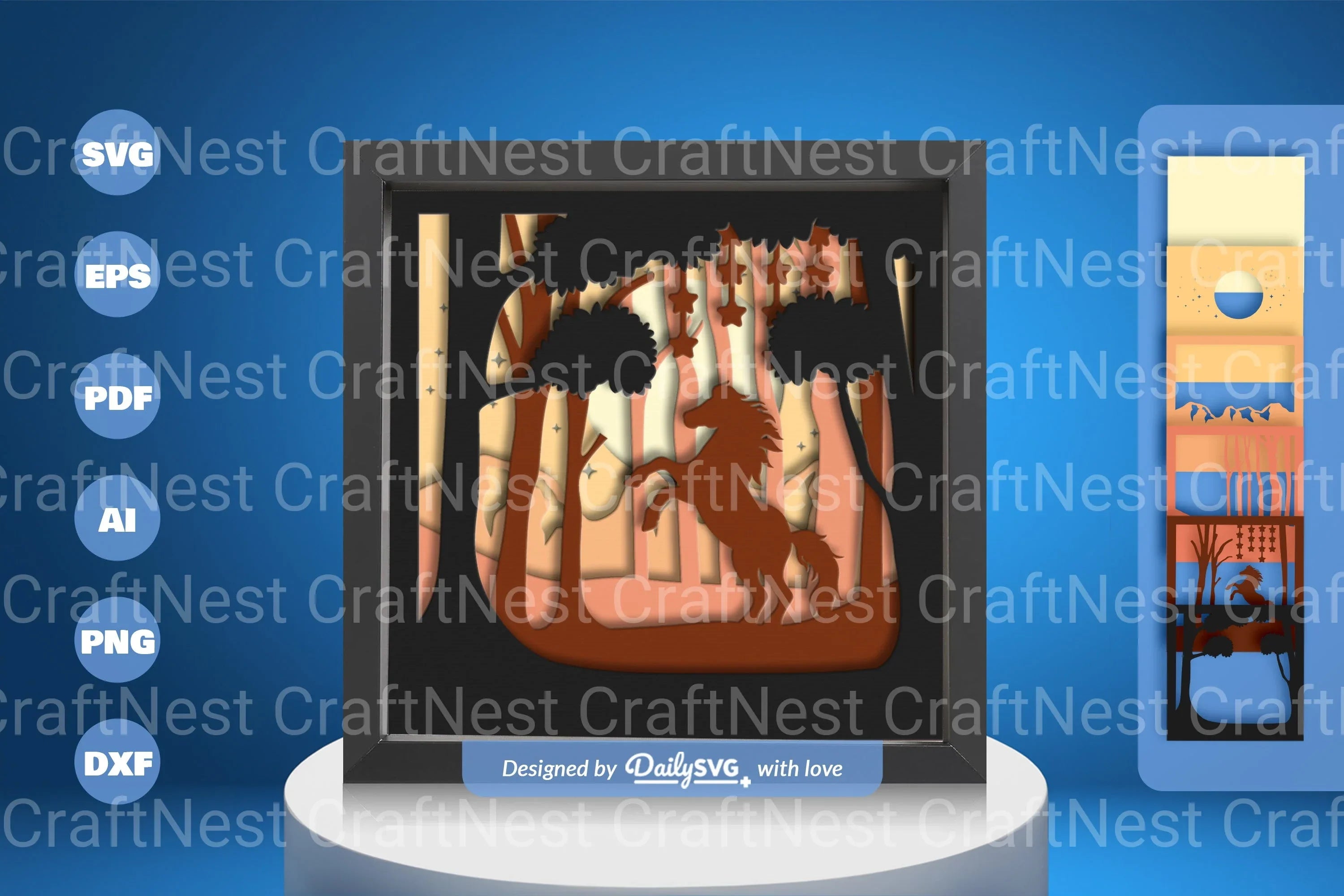 Wild Horse Forest Papercut SVG Bundle