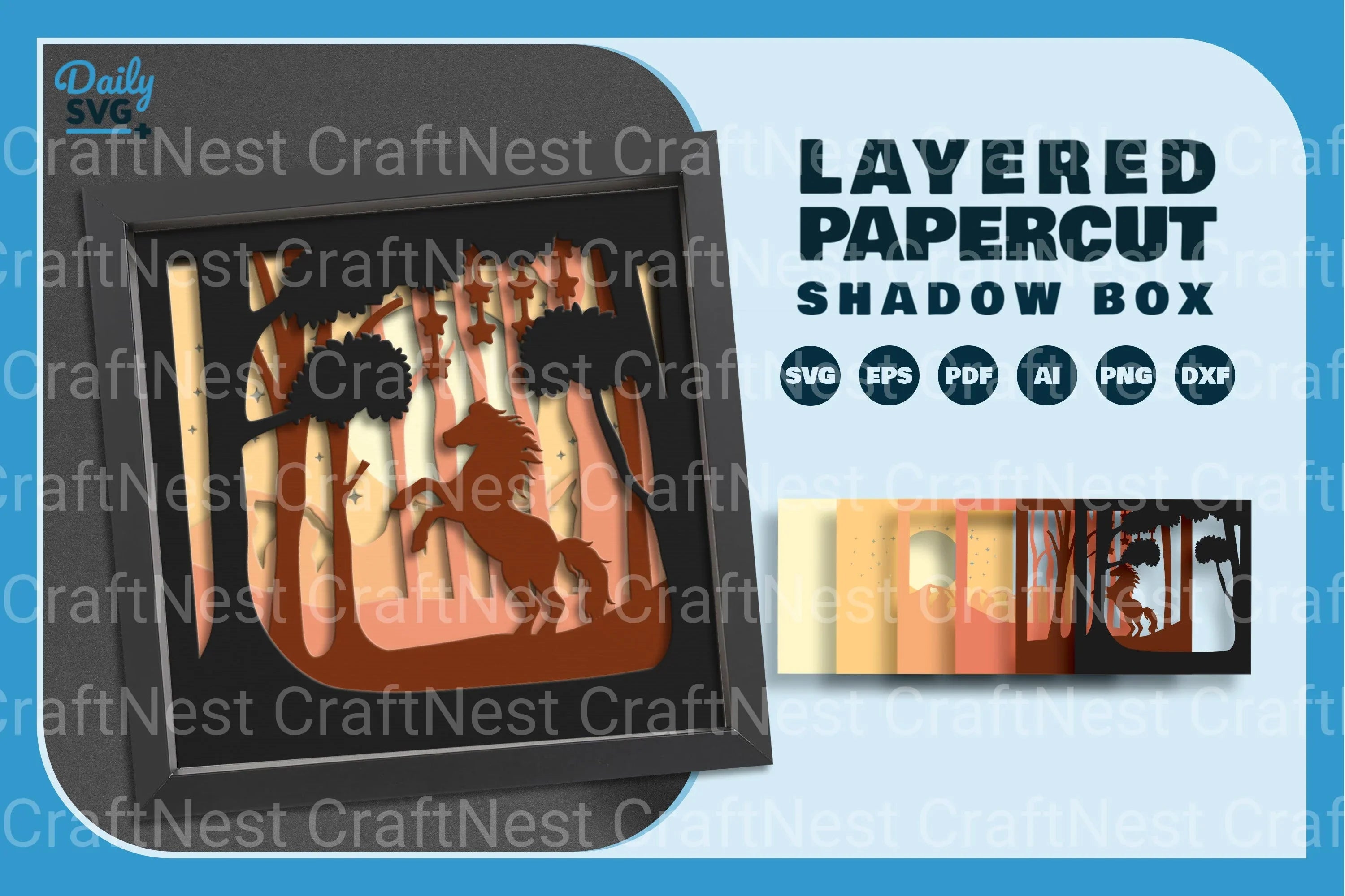 Wild Horse Forest Papercut SVG Bundle