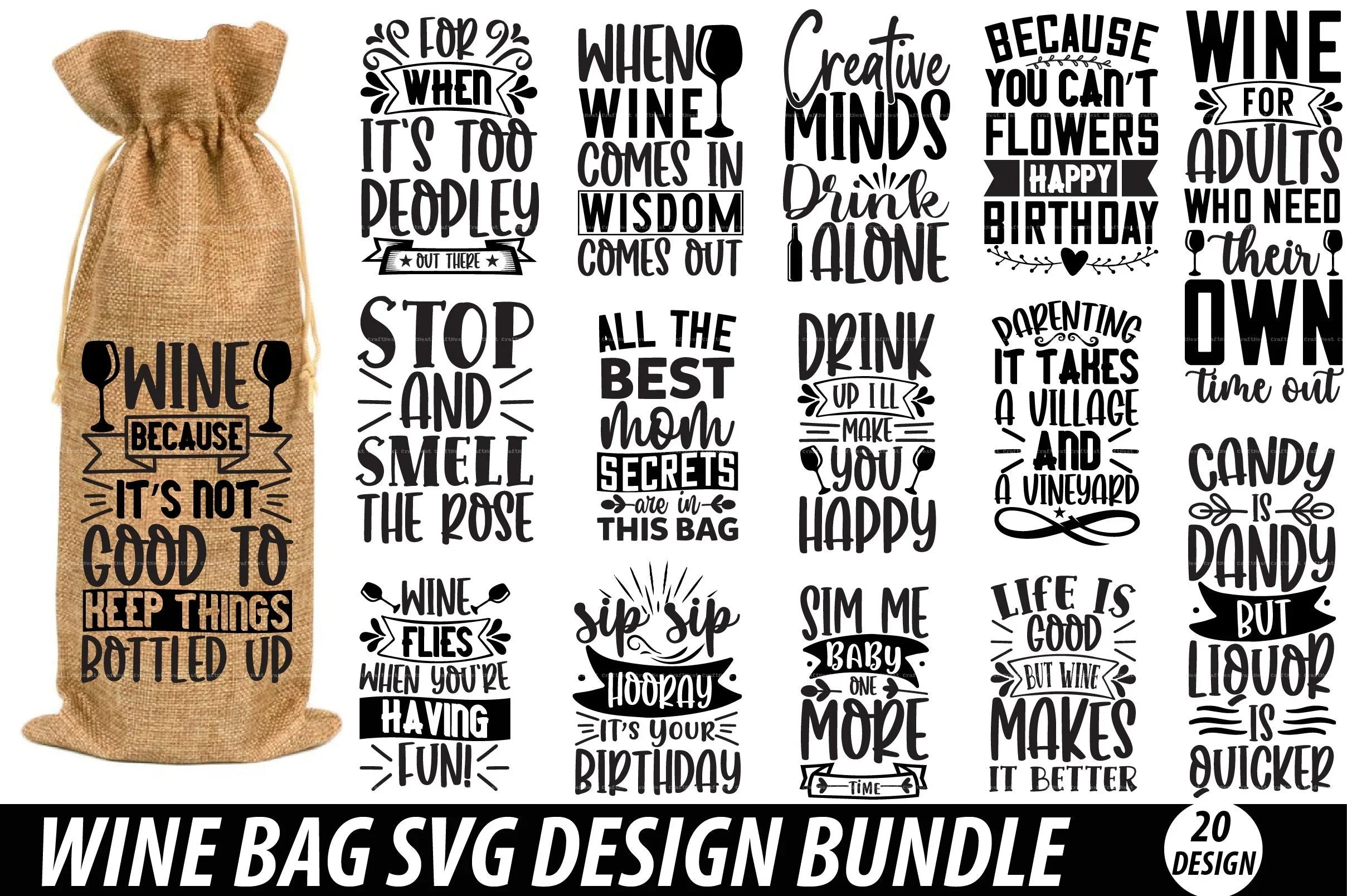Wine Bag Design SVG Bundle