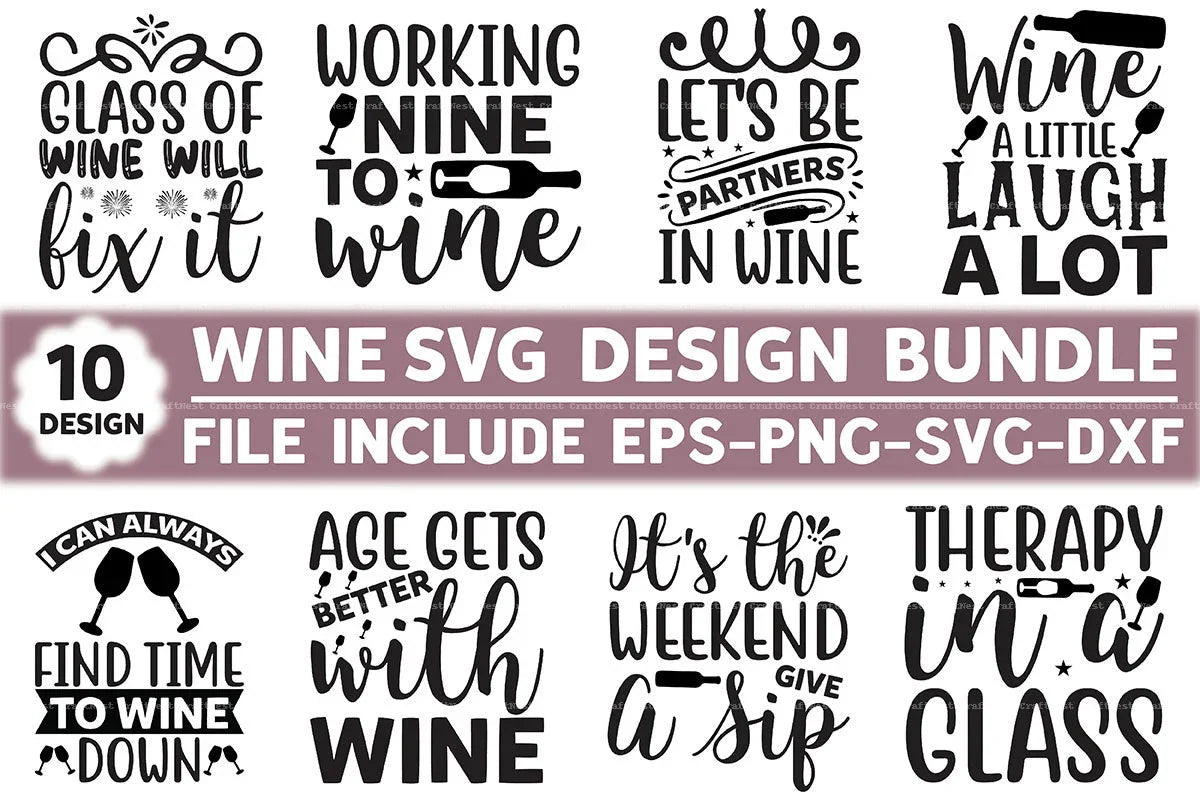 Wine Designs SVG Bundle for Creative Projects