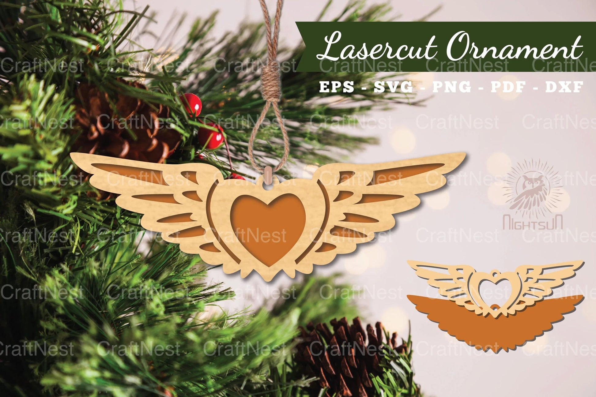 Wings Heart Laser Cut Ornament Clipart Bundle - CraftNest - Digital Crafting and Art