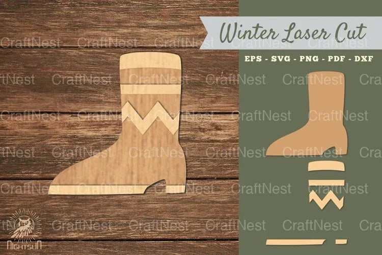 Winter Boots Laser Cut Decoration SVG Bundle - CraftNest - Digital Crafting and Art