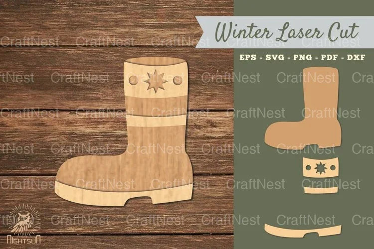 Winter Boots Laser Cut Decoration SVG Bundle - CraftNest - Digital Crafting and Art
