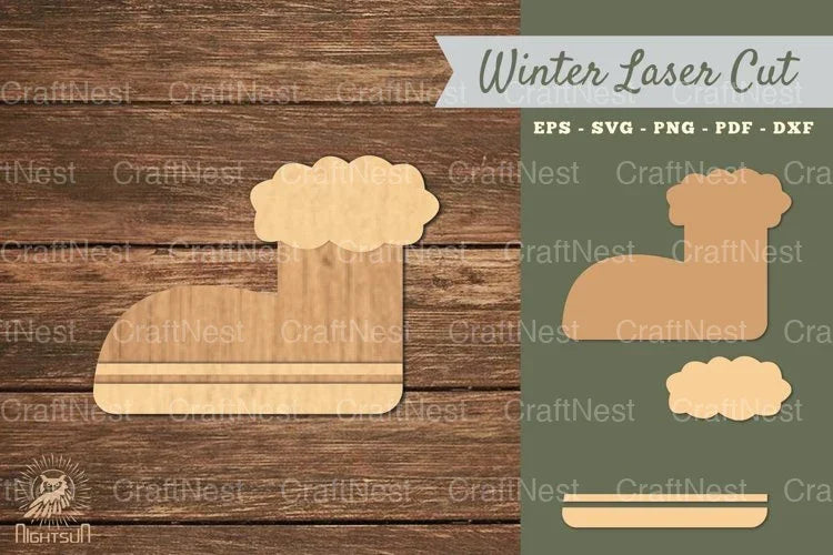 Winter Boots Laser Cut Decoration SVG Bundle - CraftNest - Digital Crafting and Art