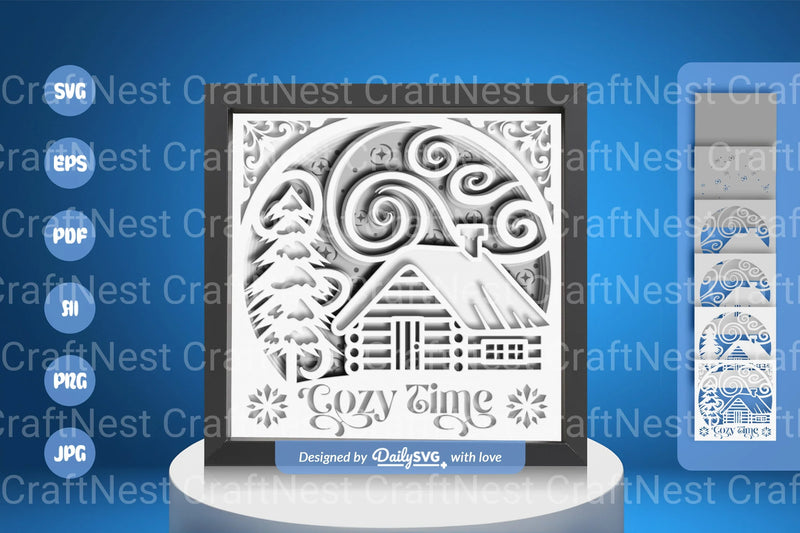 Winter Cabin White Papercut SVG Bundle - CraftNest - Digital Crafting and Art