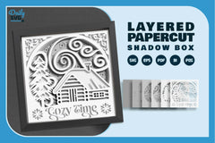 Winter Cabin White Papercut SVG Bundle - CraftNest - Digital Crafting and Art